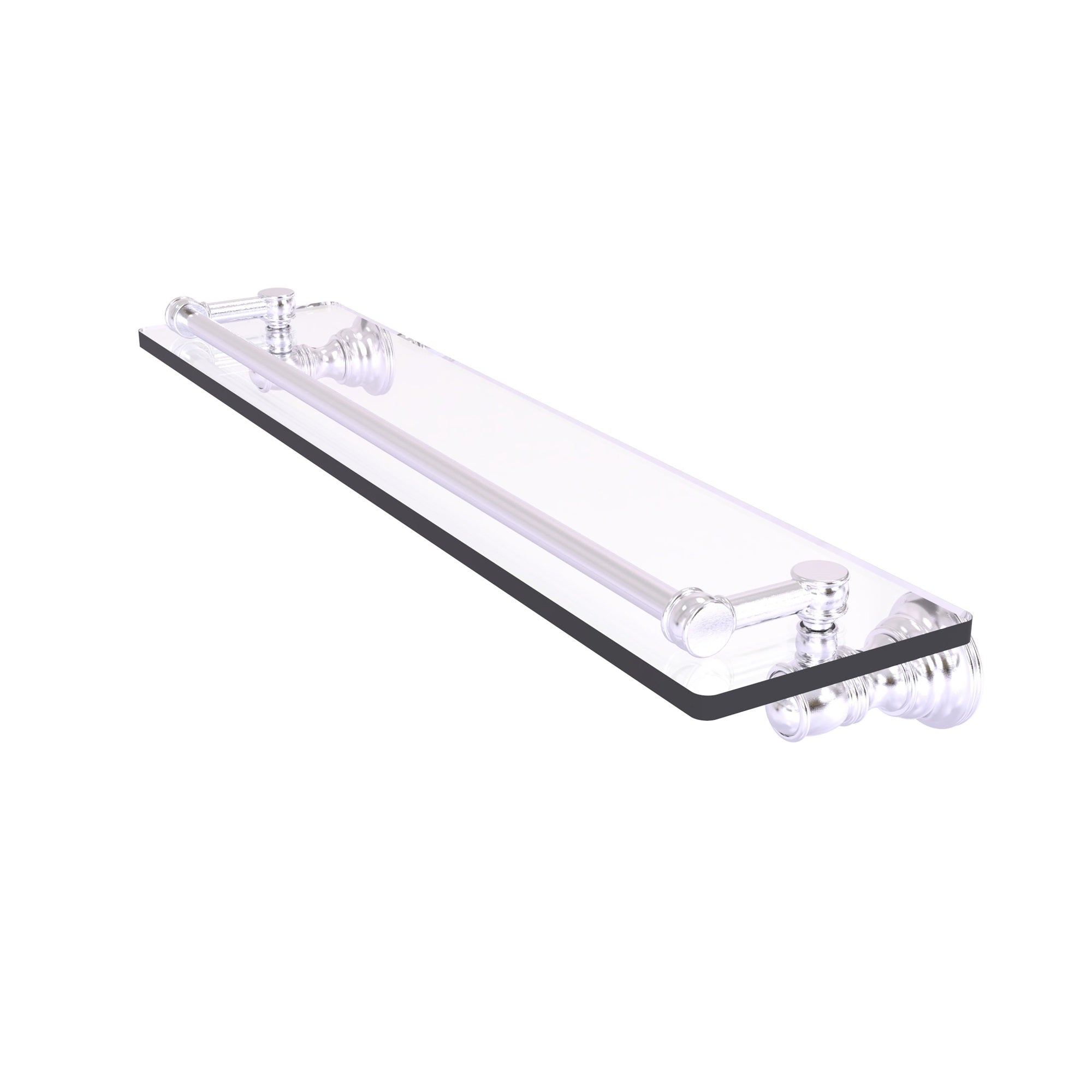 Carolina Collection 22 Inch Glass Shelf with Gallery Rail - Satin Chrome