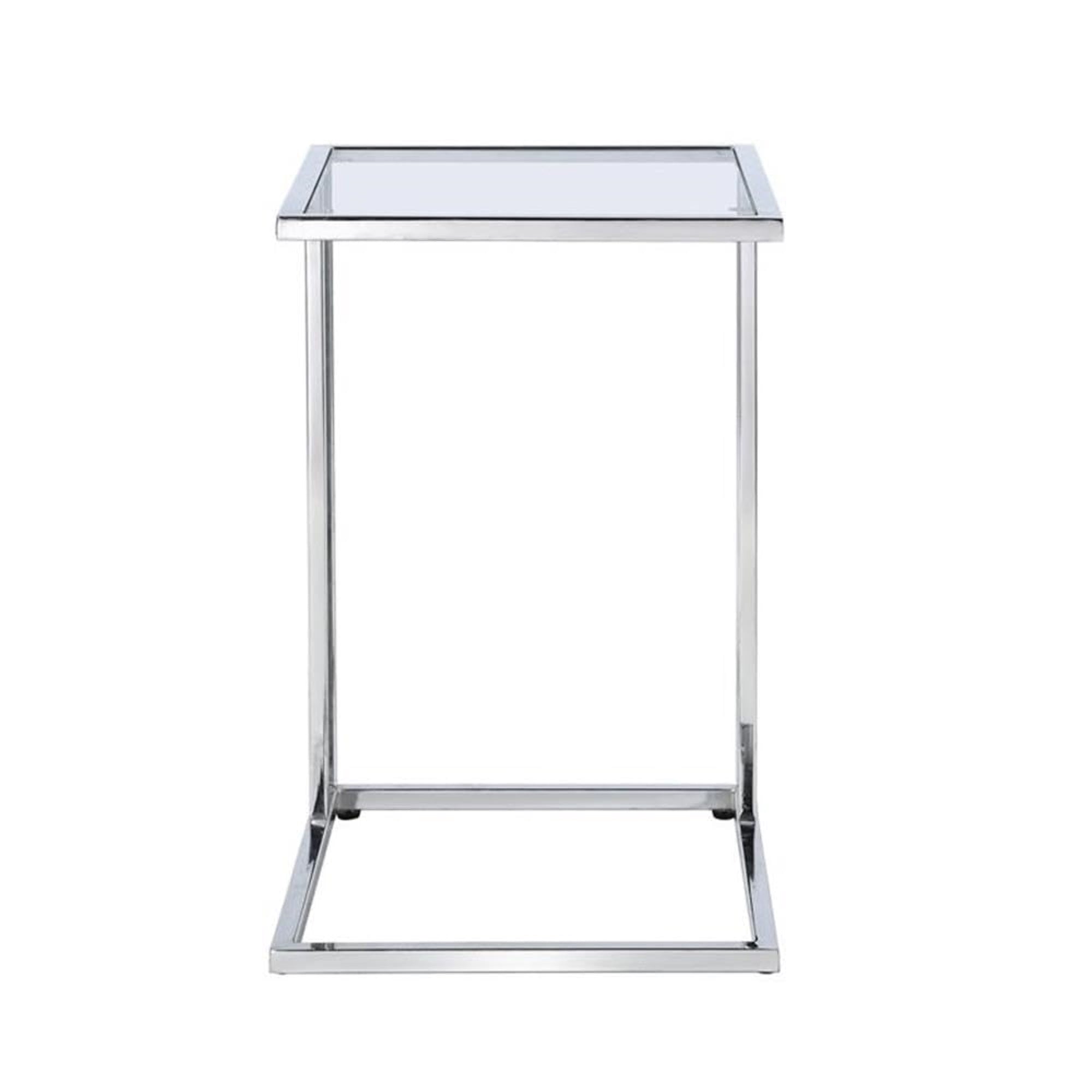 Provenzano Glass Top C-Form Table - Chrome