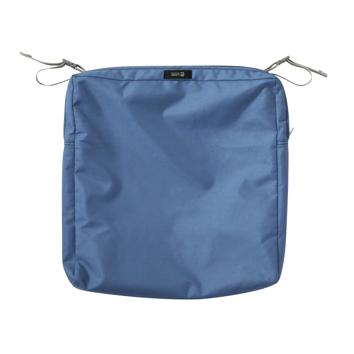Classic Accessories Ravenna Square Patio Seat Cushion Slip Cover - Durable Outdoor Cushion, Empire Blue, 19'L X 19'W X 3'Thick