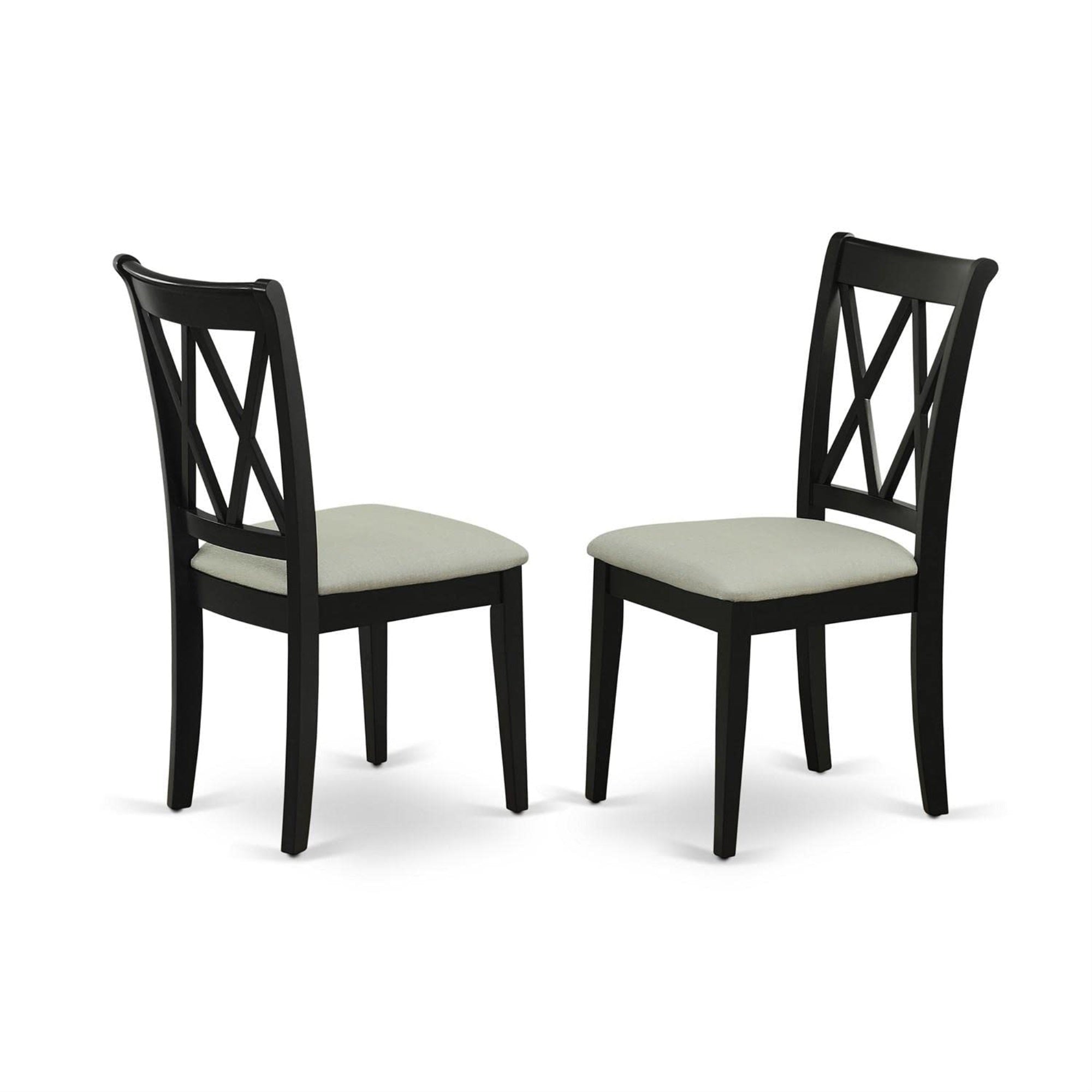 Casafoyer Clc-Blk-C Clarksville Dining Room Chairs - Linen Fabric Upholstered Wood Chairs, Set Of 2, Black