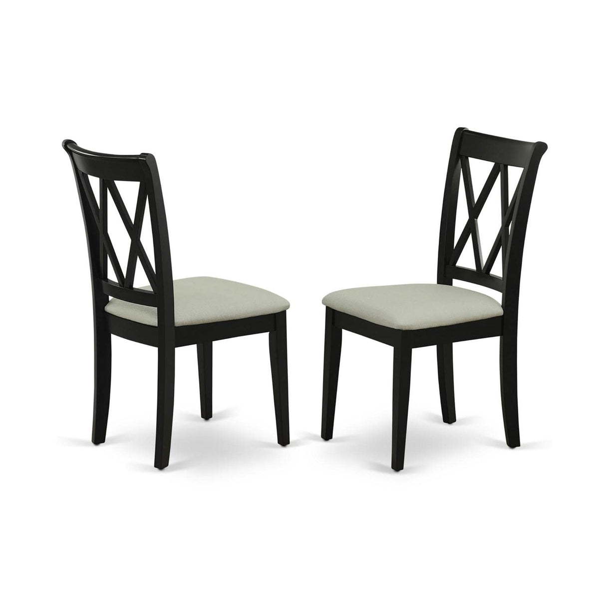 Casafoyer Clc-Blk-C Clarksville Dining Room Chairs - Linen Fabric Upholstered Wood Chairs, Set Of 2, Black