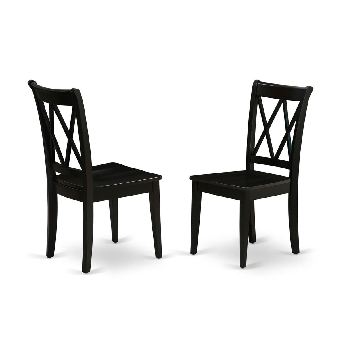 Casafoyer Clc-Blk-W Clarksville Dining Chairs - Double Cross Back Wooden Seat Chairs, Set Of 2, Black