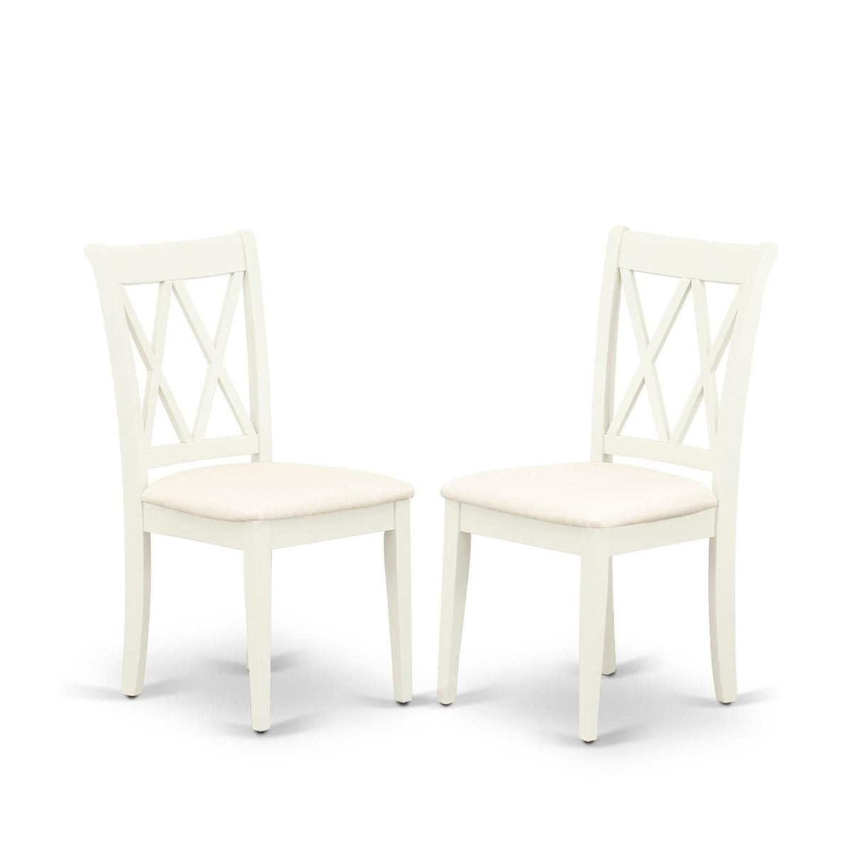 Casafoyer Clc-Lwh-C Clarksville Kitchen Dining Chairs - Linen Fabric Upholstered Wood Chairs, Set Of 2, Linen White