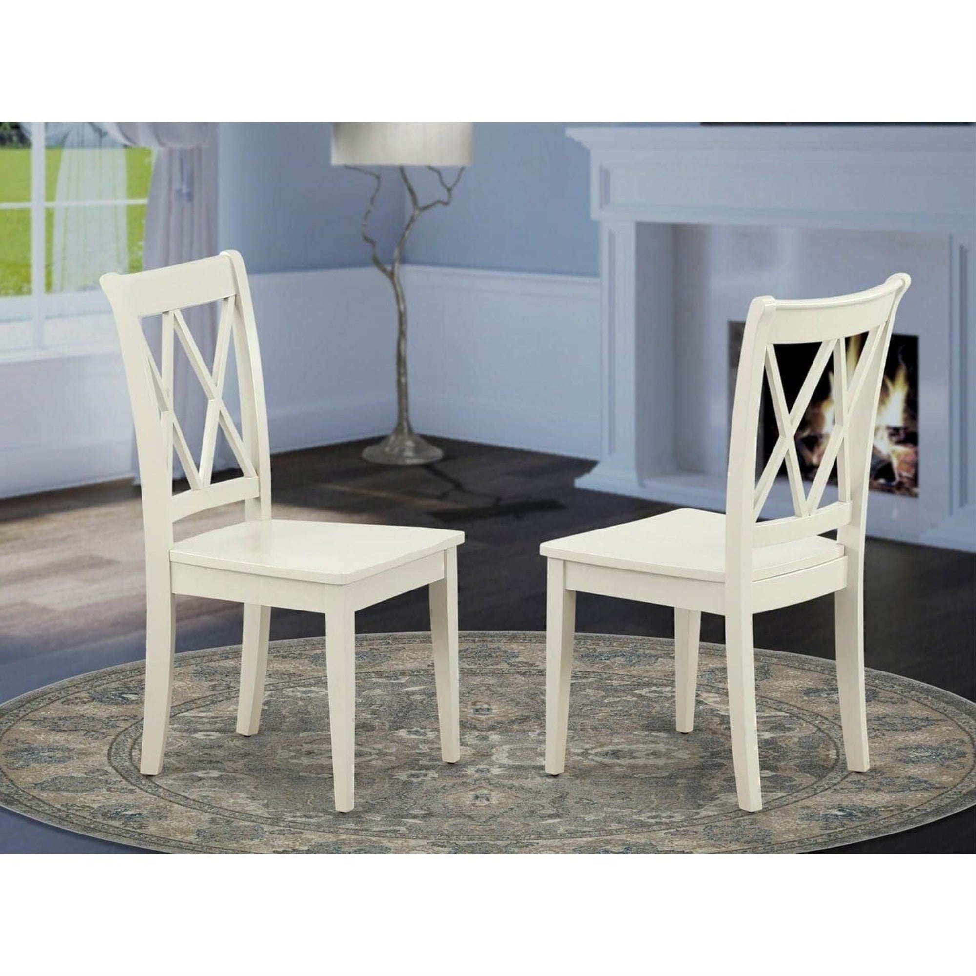 East West Furniture Dining Clc-Lwh-W Clarksville Double X-Back Formal Chairs In Linen White Finish (Set Of 2)