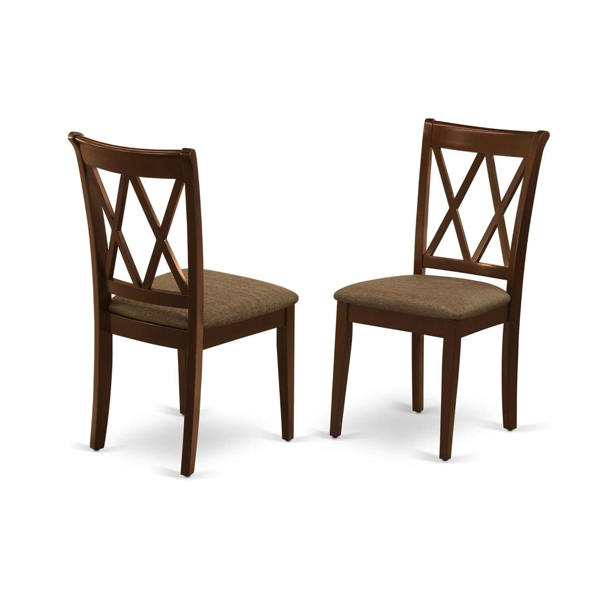 Casafoyer Clc-Mah-C Clarksville Dinette Chairs - Linen Fabric Upholstered Wood Chairs, Set Of 2, Mahogany
