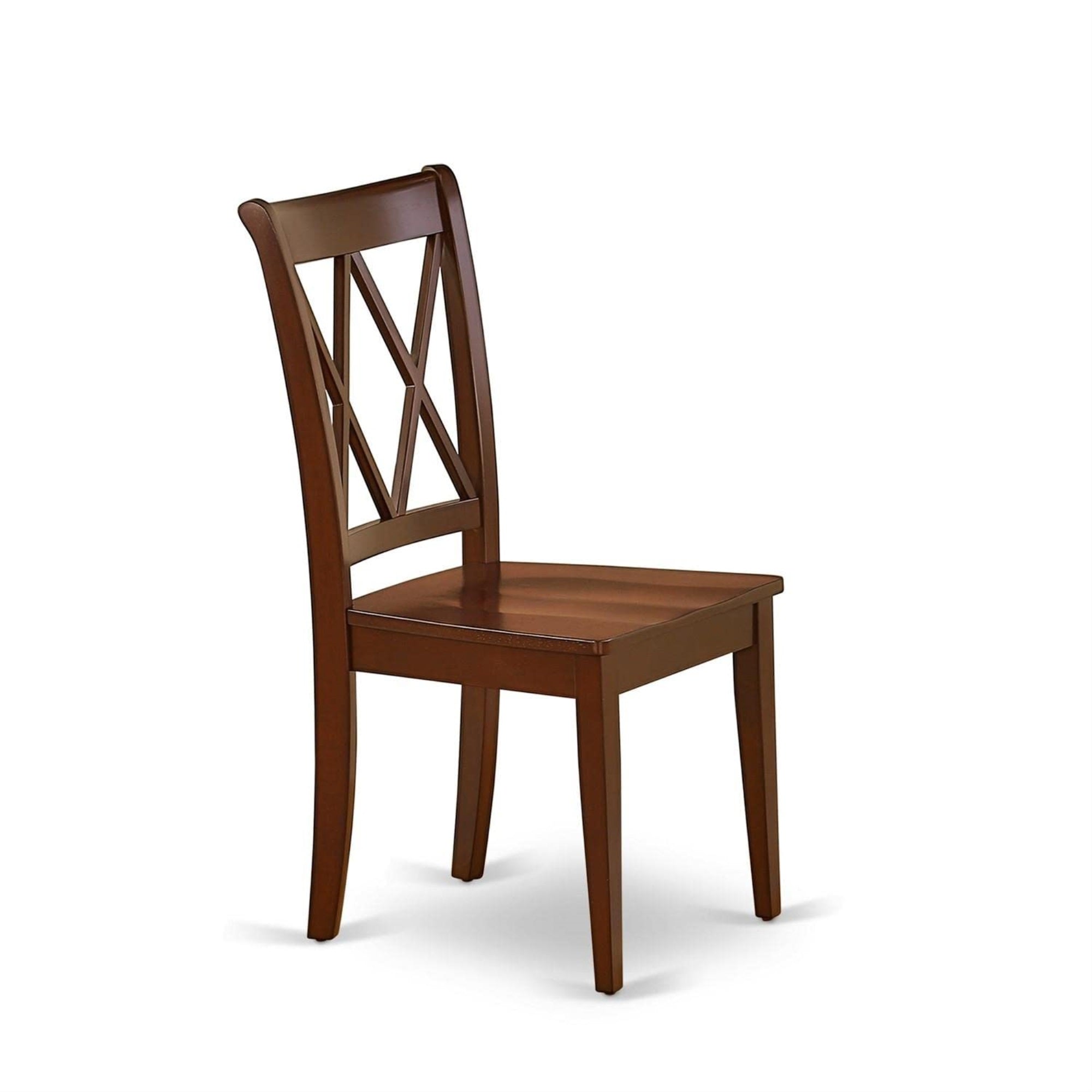 East West Furniture Clc-Mah-W Clarksville Dining Chairs - Double Cross Back Solid Wood Seat Chairs, Set Of 2, Mahogany