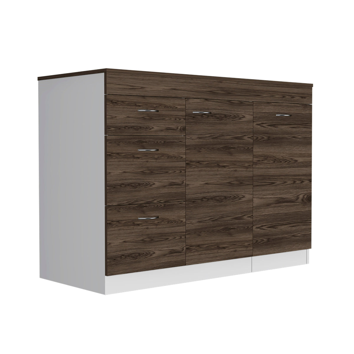 Grecia Kitchen Base Cabinet  -Kitchen -White / Dark Walnut