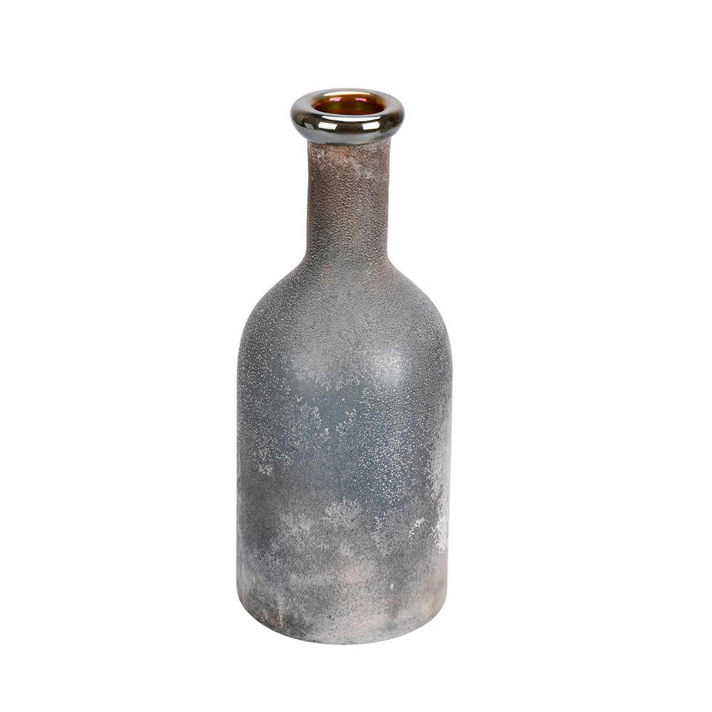 Vickerman 11” Slate Gray Glass Bottle Vase - CM190511