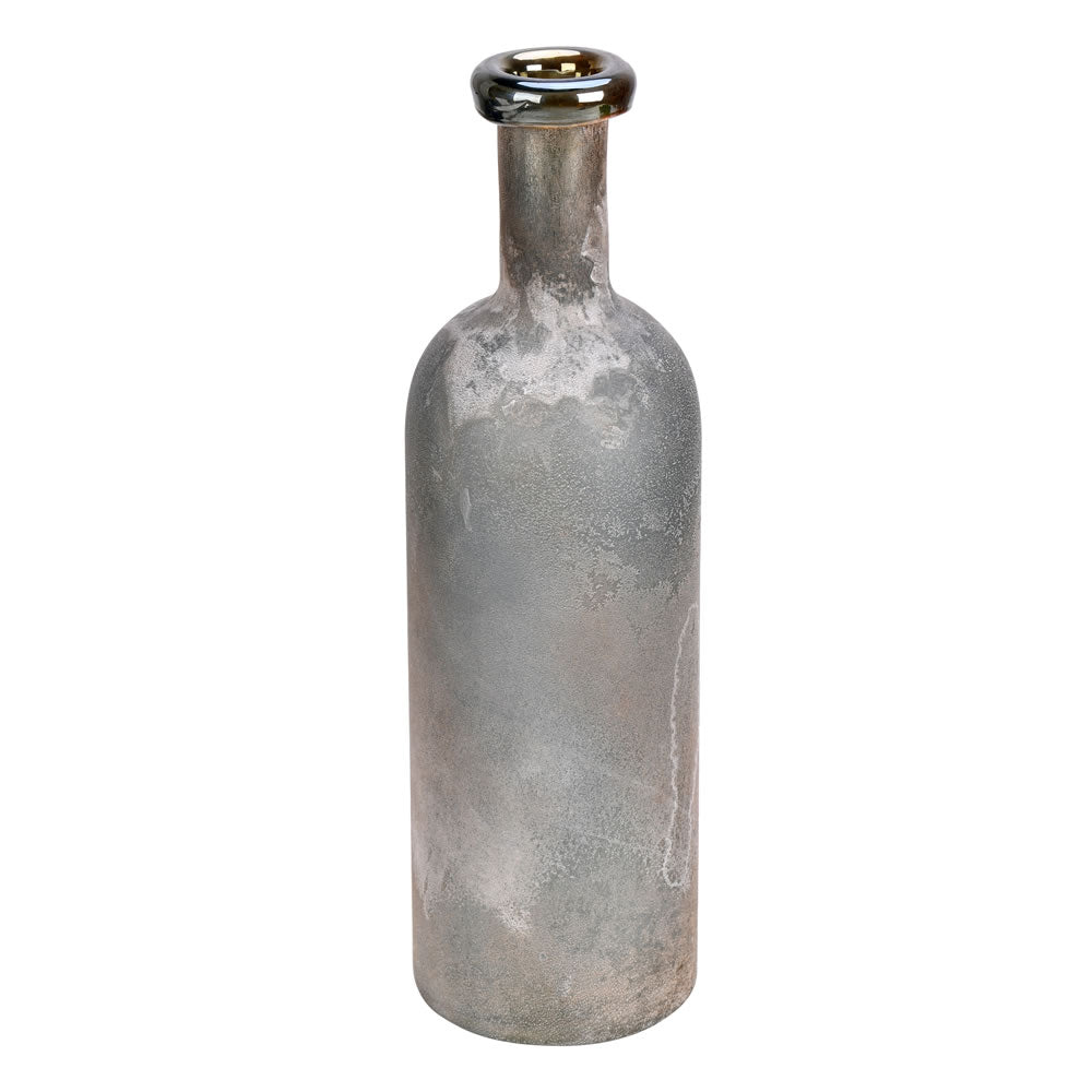 Vickerman 16” Slate Gray Glass Bottle Vase - CM190516