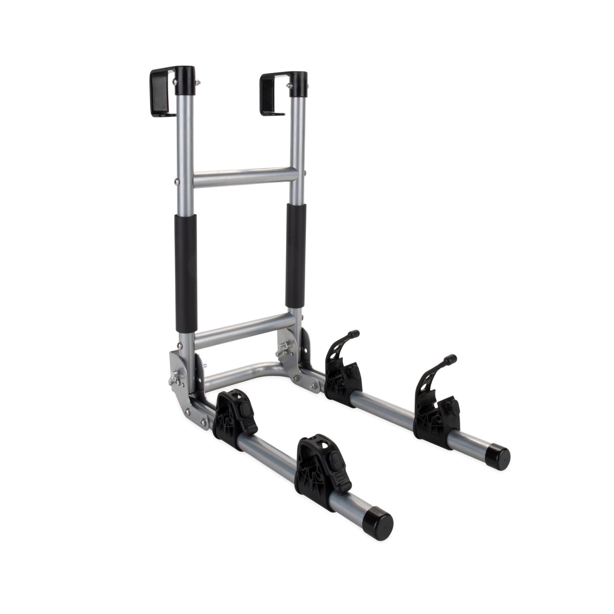 Camco Rv Ladder Mount Bike Rack - Easily Holds 2 Bikes & Folds For Convenient Rv Storage - Max Weight Capacity Of 60 Lbs - Designed W/Heavy Duty Steel (51492)