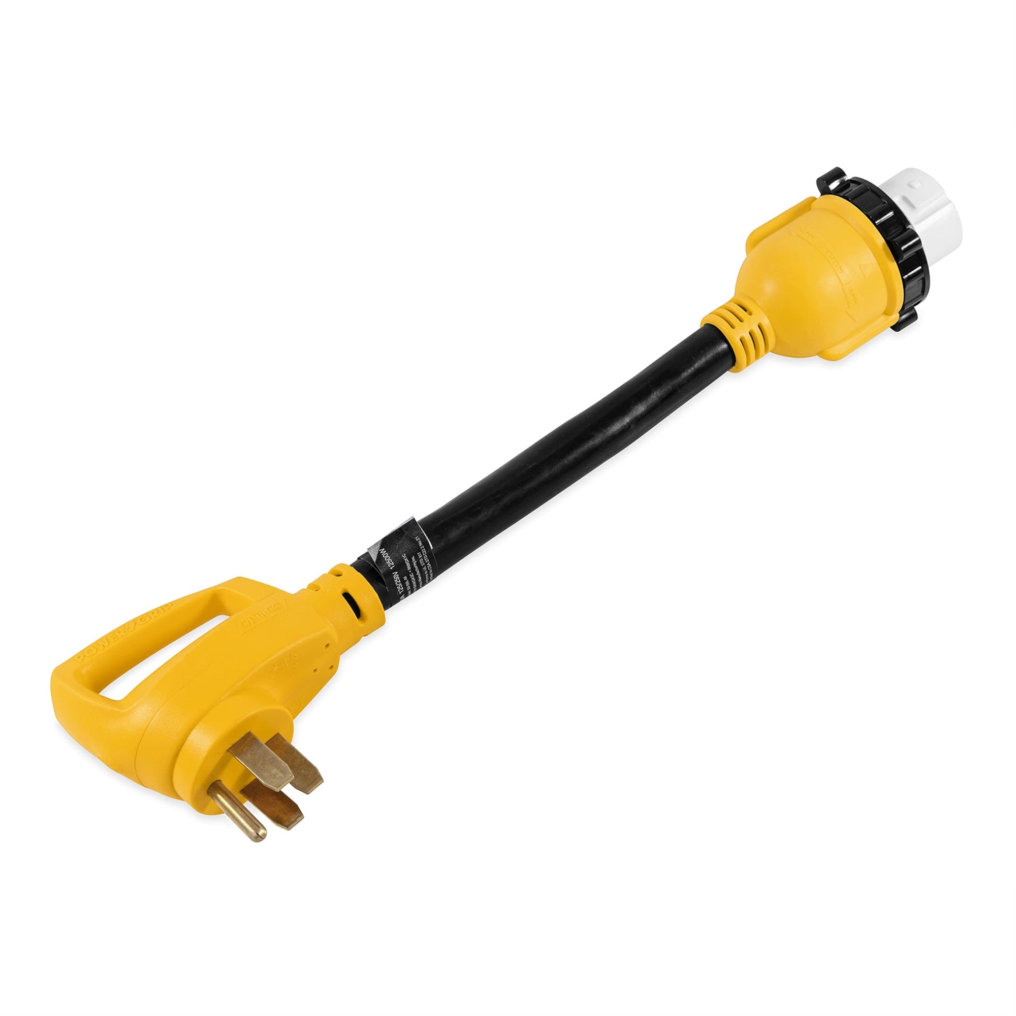 Camco 55552 18' 14-50 50 Amp Standard Powergrip Plug To Ss2-50 50 Amp Locking Receptacle Adapter