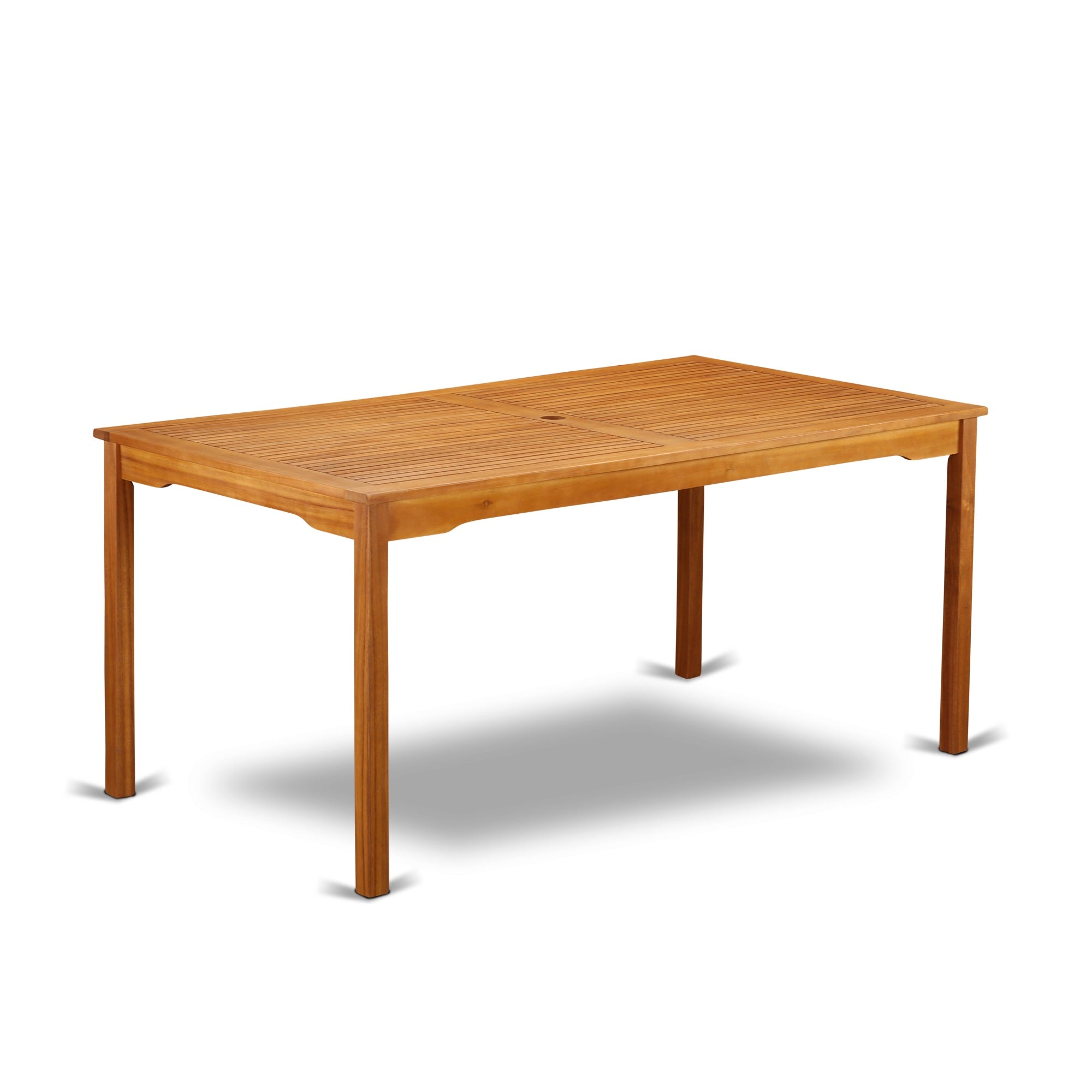 Ergode Cmdk5Cwna 5-Pc Outdoor Coffee Table Set - 4 Folding Chairs & Modern Rectangle Top Table - Natural Oil Finish