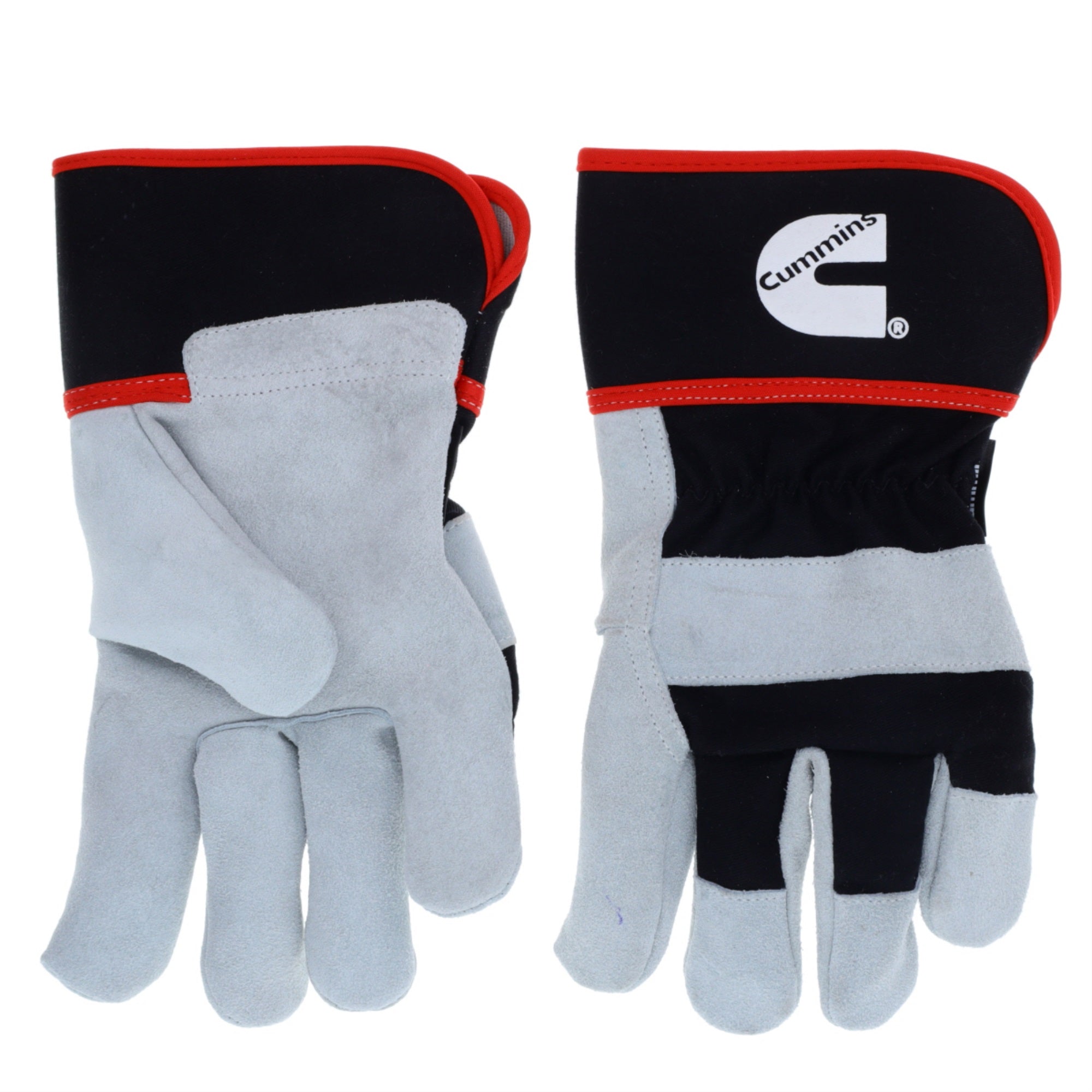 Cummins Split Leather Palm Gloves Cmn35150 - Mens Leather Work Gloves Heavy Duty Warehouse Gloves For Men With Safety Cuff And Leather Palm - Large