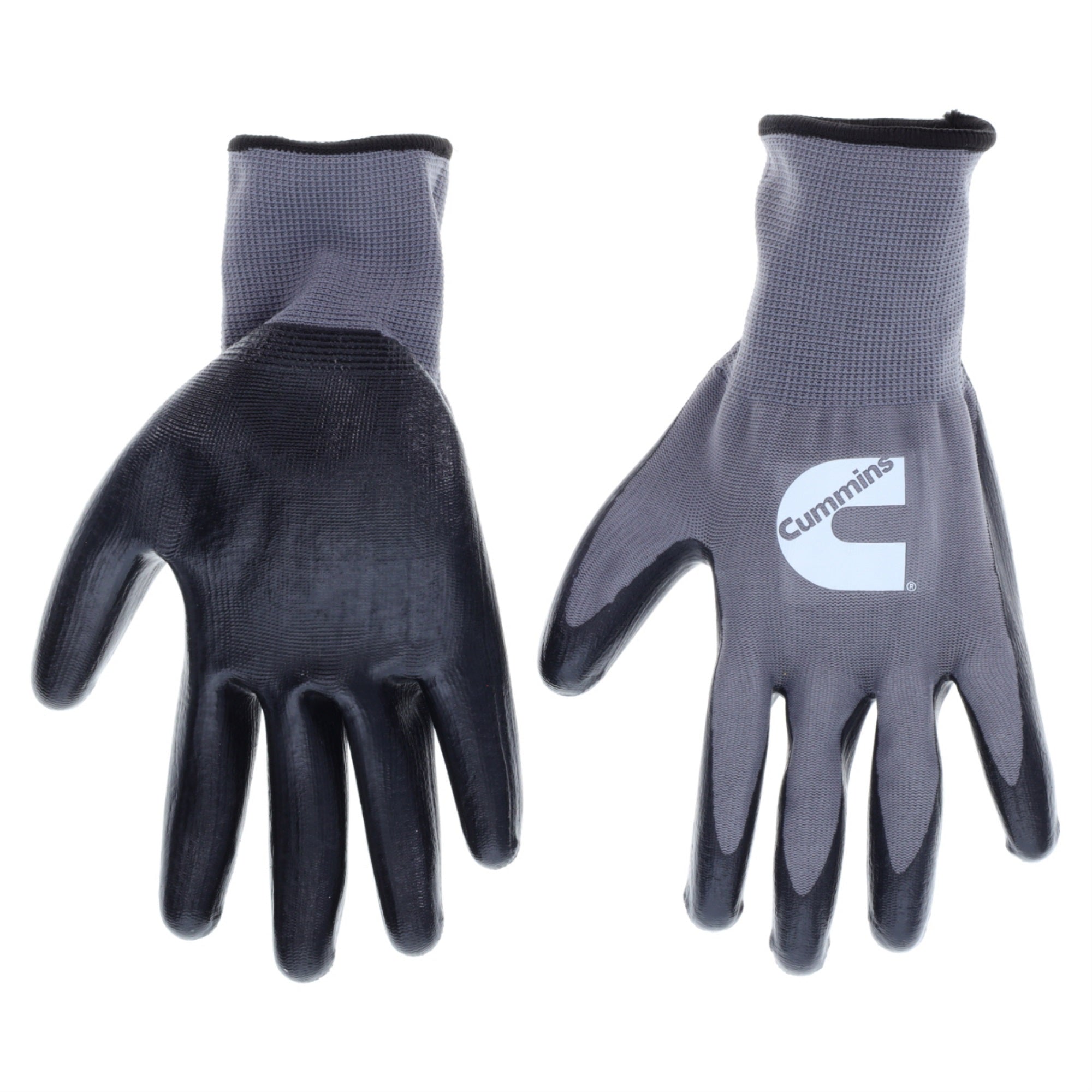 Cummins Gray Nitrile Dipped Palm Gloves Cmn35153 - Nonslip Nitrile Coated Work Gloves Gardening Ppe All-Purpose Nitrile Grip Hi Flex - Large