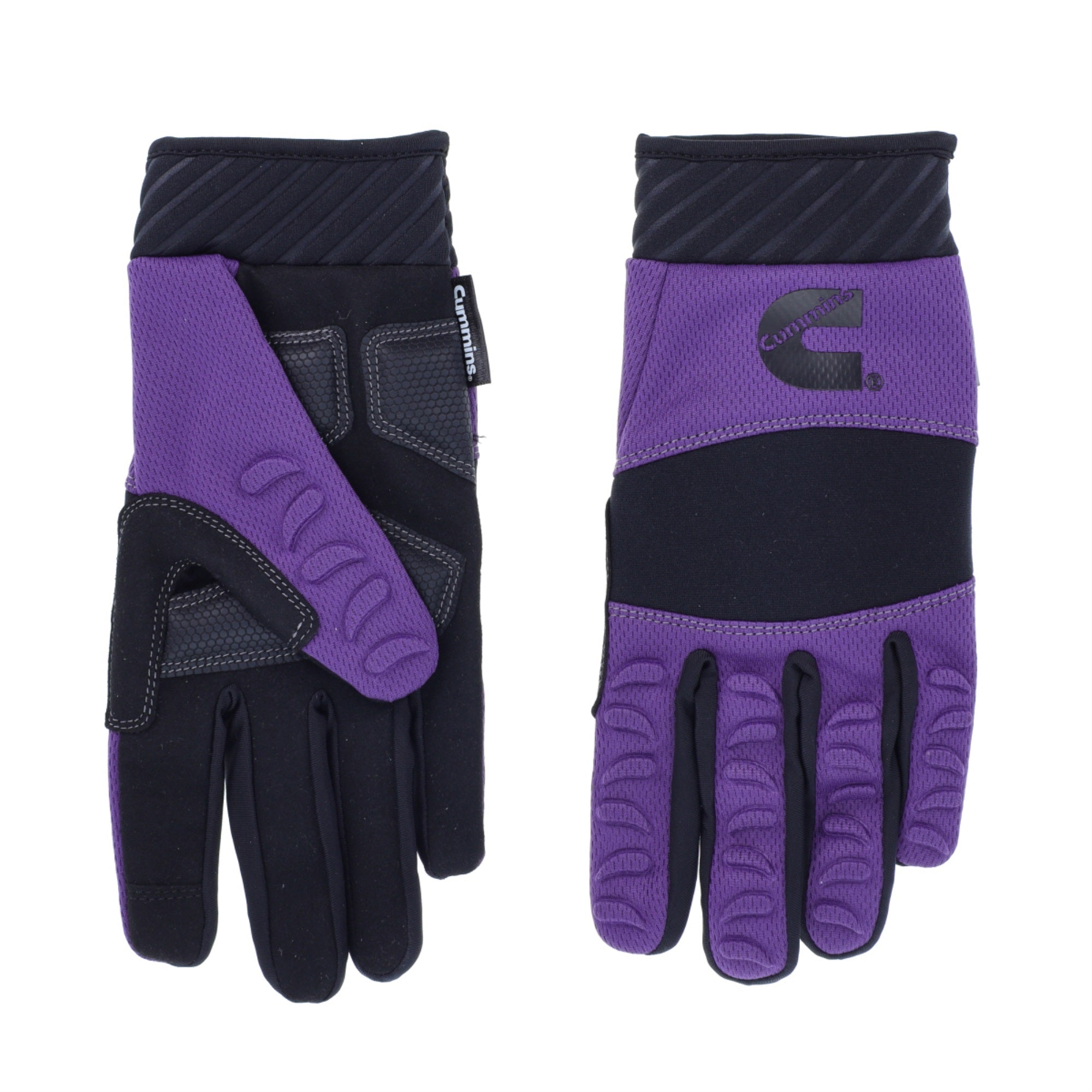 Cummins Womens Mechanic Glove Cmn35157 - Purple And Black Synthetic Leather Anti-Vibration Anti-Abrasion Work Gloves All Season All-Purpose - Large
