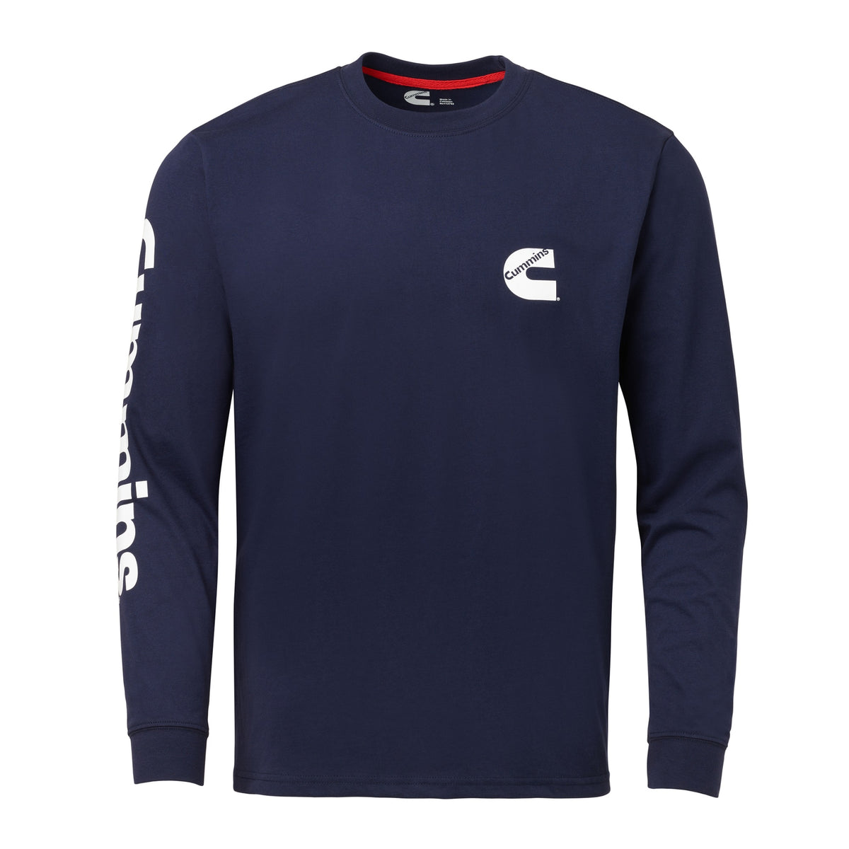 Cummins Cmn35340 Long-Sleeve T-Shirt Wordmark Crew Neck Shirt Blue 2X