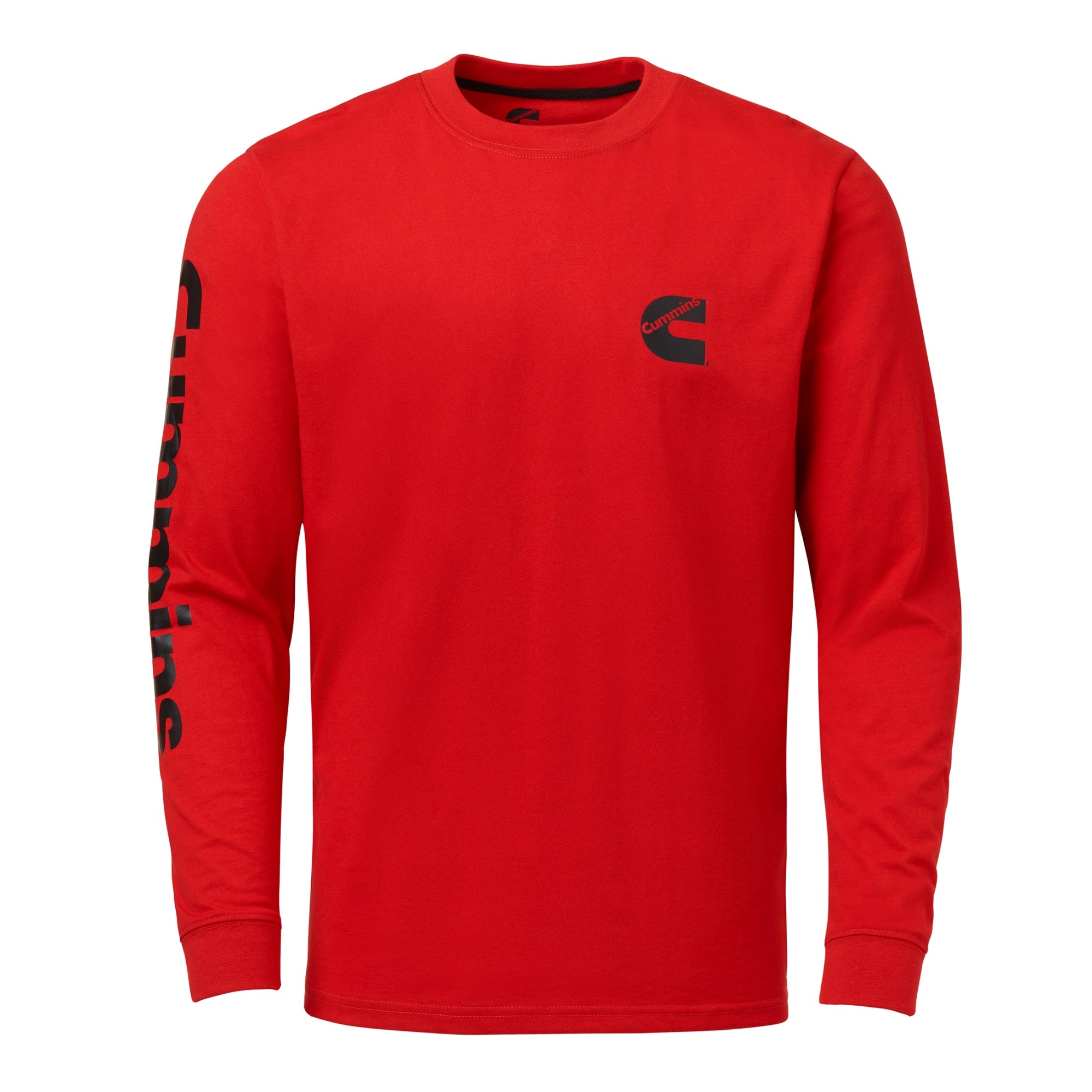 Cummins Cmn35353 Long-Sleeve T-Shirt Wordmark Crew Neck Shirt Red Medium
