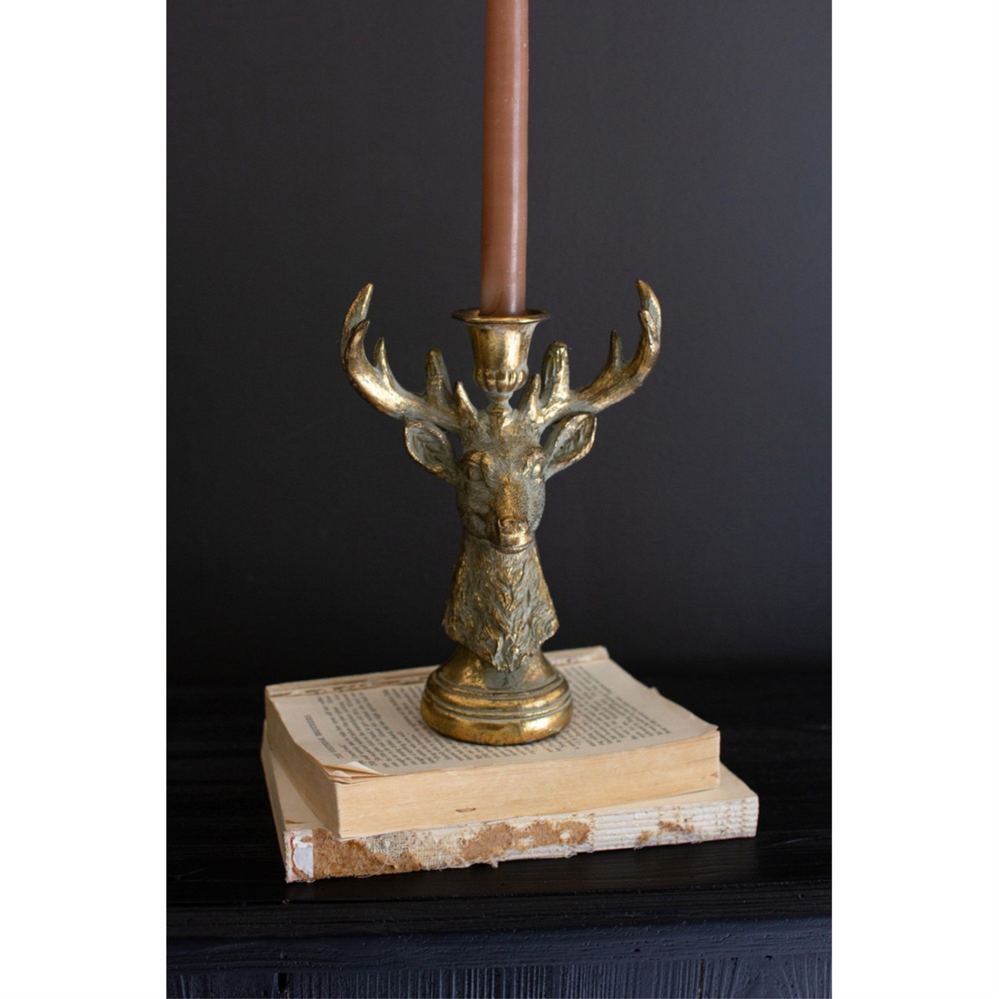 Resin Taper Candle Holder - Deer