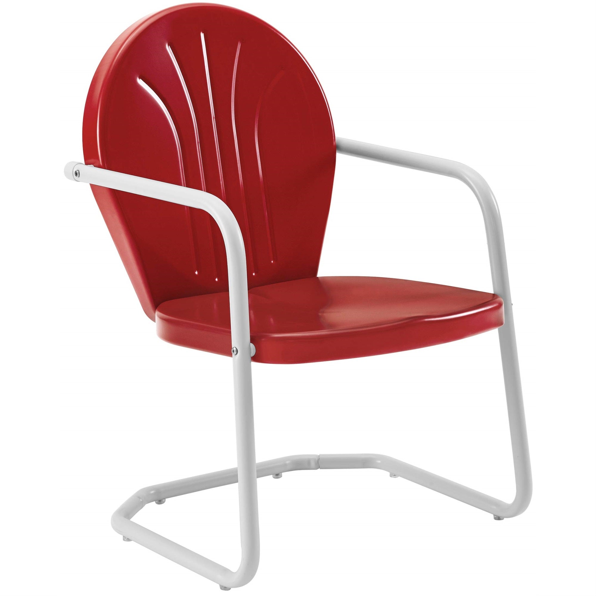 Casafoyer Furniture Griffith Outdoor Chair, Retro Metal Patio Chairs For Dining, Porch, Deck, Balcony, Red