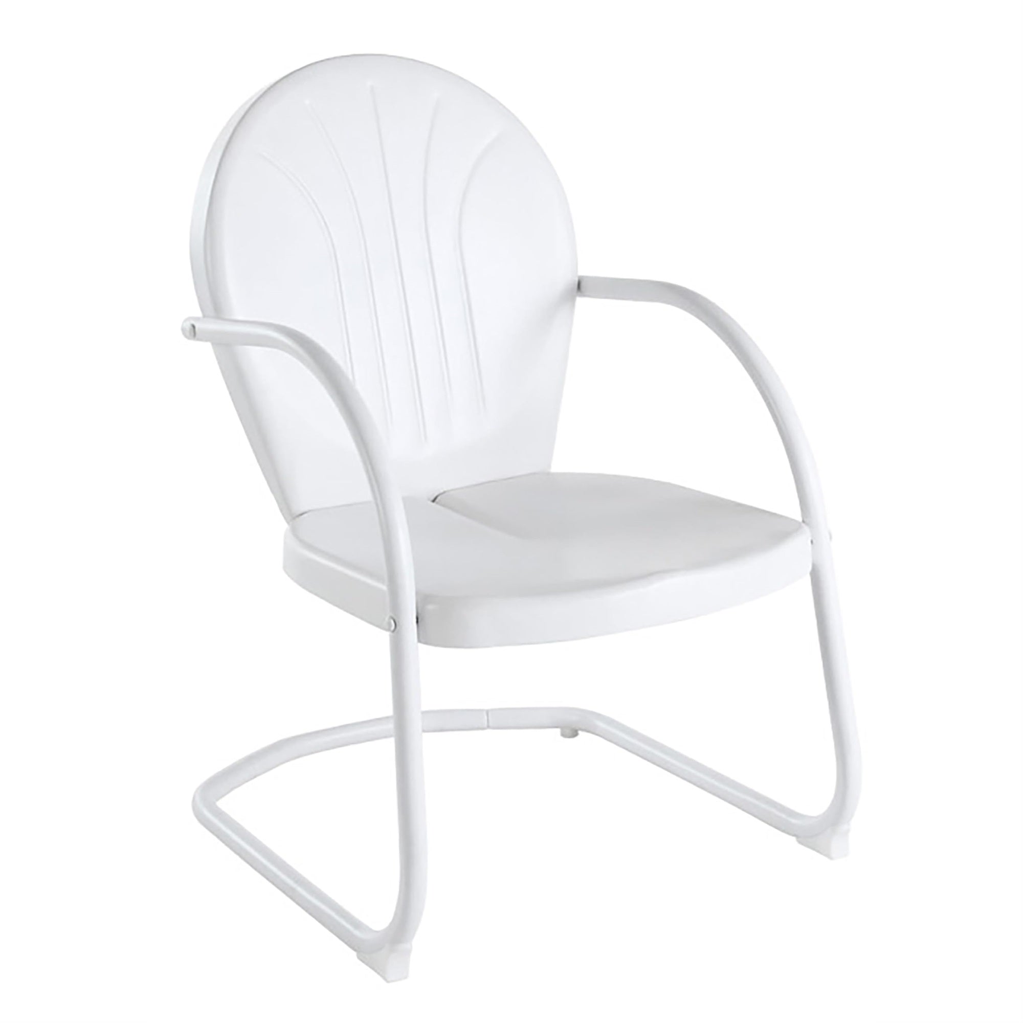 Casafoyer Furniture Griffith Outdoor Chair, Retro Metal Patio Chairs For Dining, Porch, Deck, Balcony, White