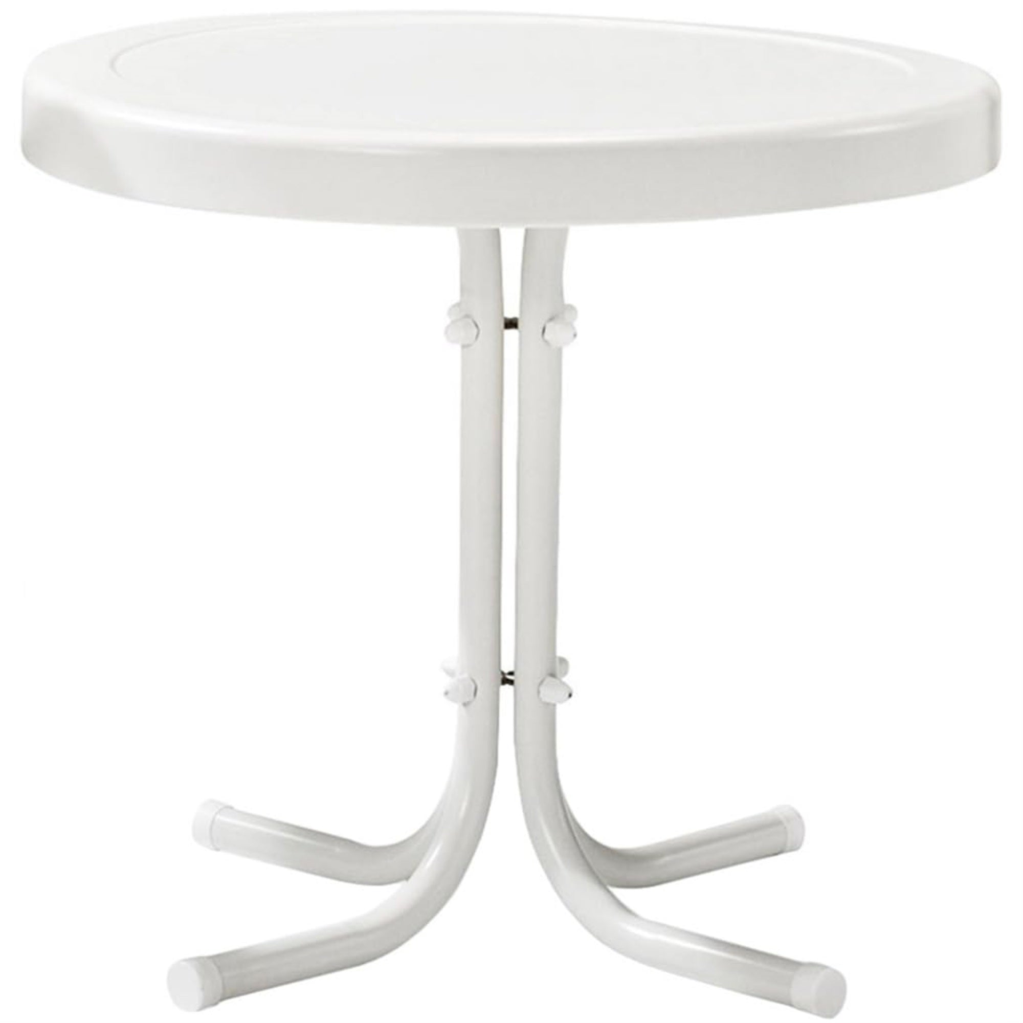Casafoyer Furniture Gracie Weather Resistant Retro Metal Outdoor Side Table For Patio, Deck, Porch, Alabaster White