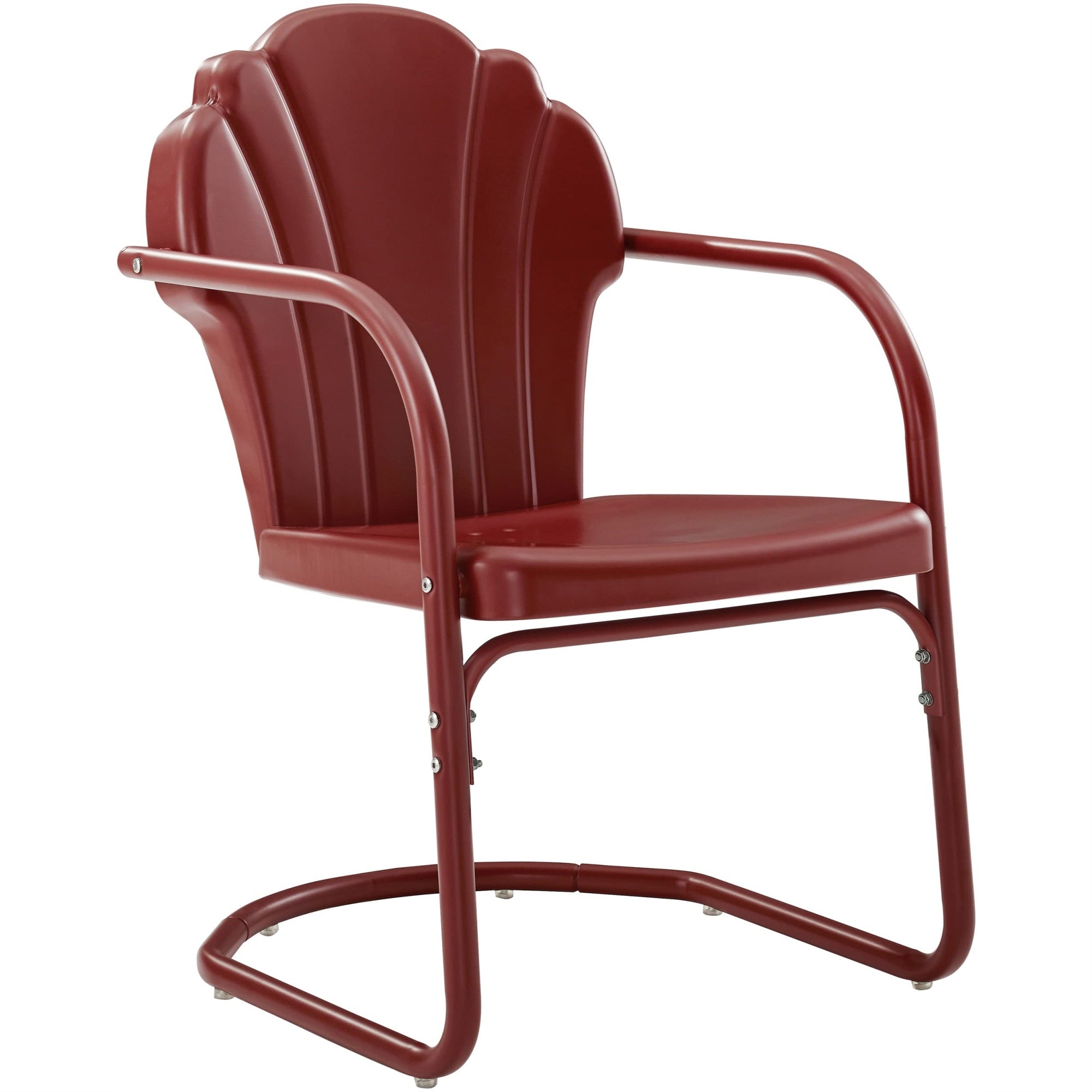 Casafoyer Furniture Tulip 2-Piece Outdoor Chair Set, Retro Metal Patio Chairs For Dining, Porch, Deck, Balcony, Dark Red Satin