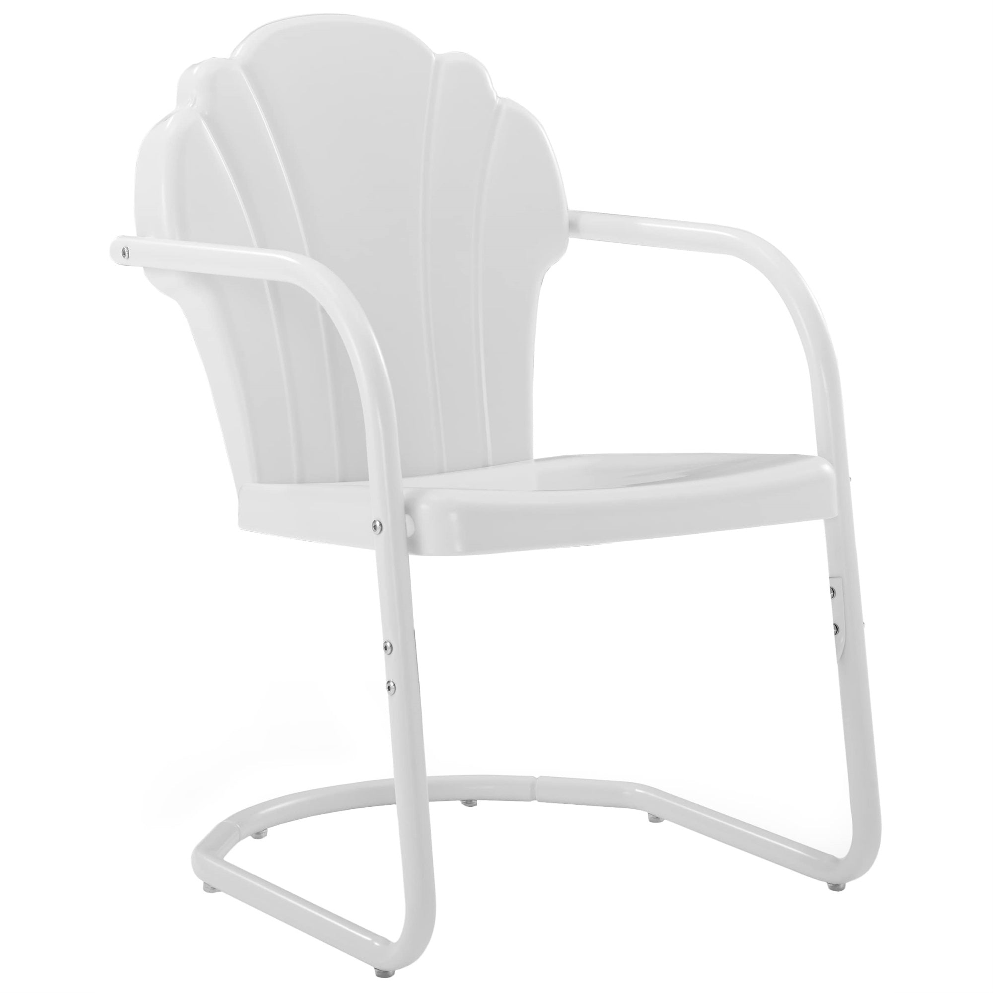 Casafoyer Furniture Tulip 2-Piece Outdoor Chair Set, Retro Metal Patio Chairs For Dining, Porch, Deck, Balcony, White Satin