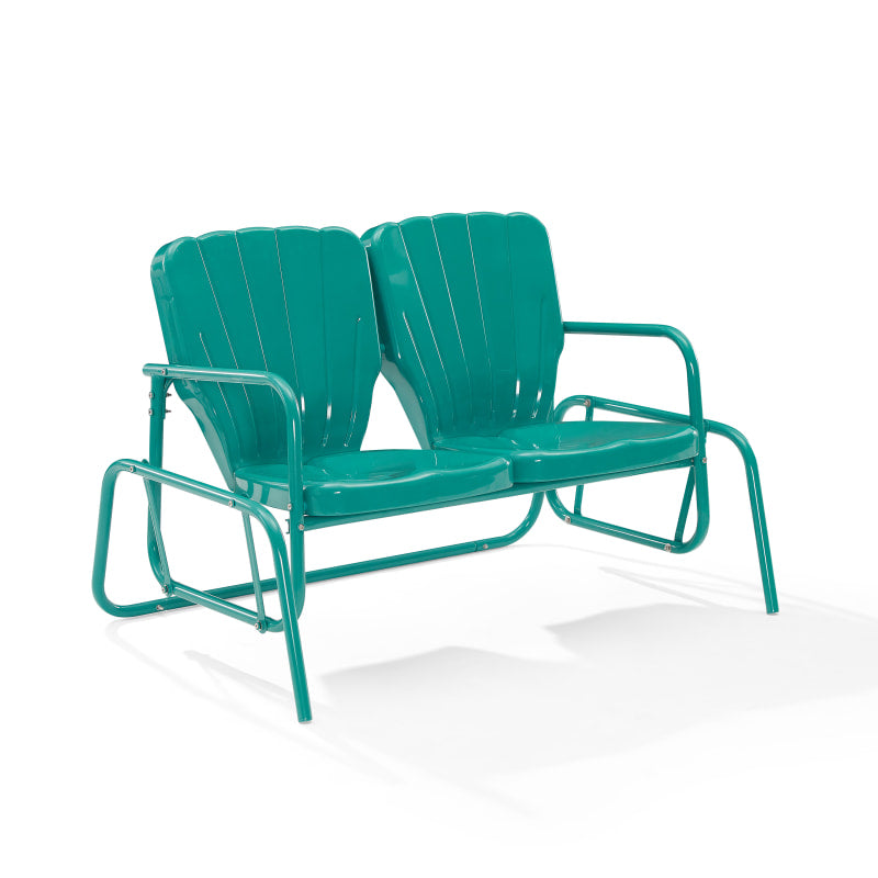 Ridgeland Outdoor Metal Loveseat Glider - Turquoise Gloss