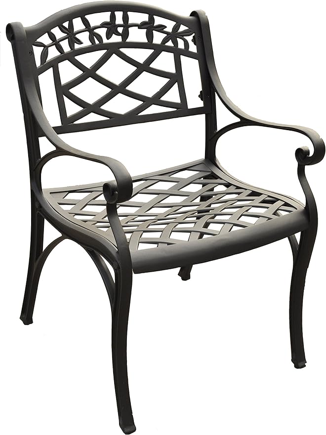 SEDONA CAST ALUMINUM ARM CHAIR IN CHARCOAL BLACK FINISH (SET OF 2)