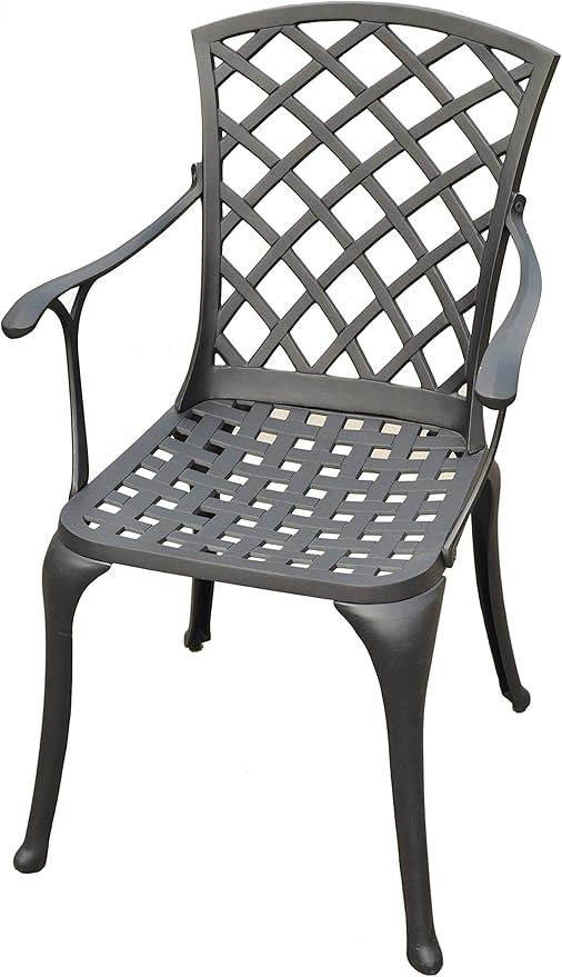 Sedona Cast Aluminum High Back Arm Chair In Charcoal Black Finish (Set Of 2)