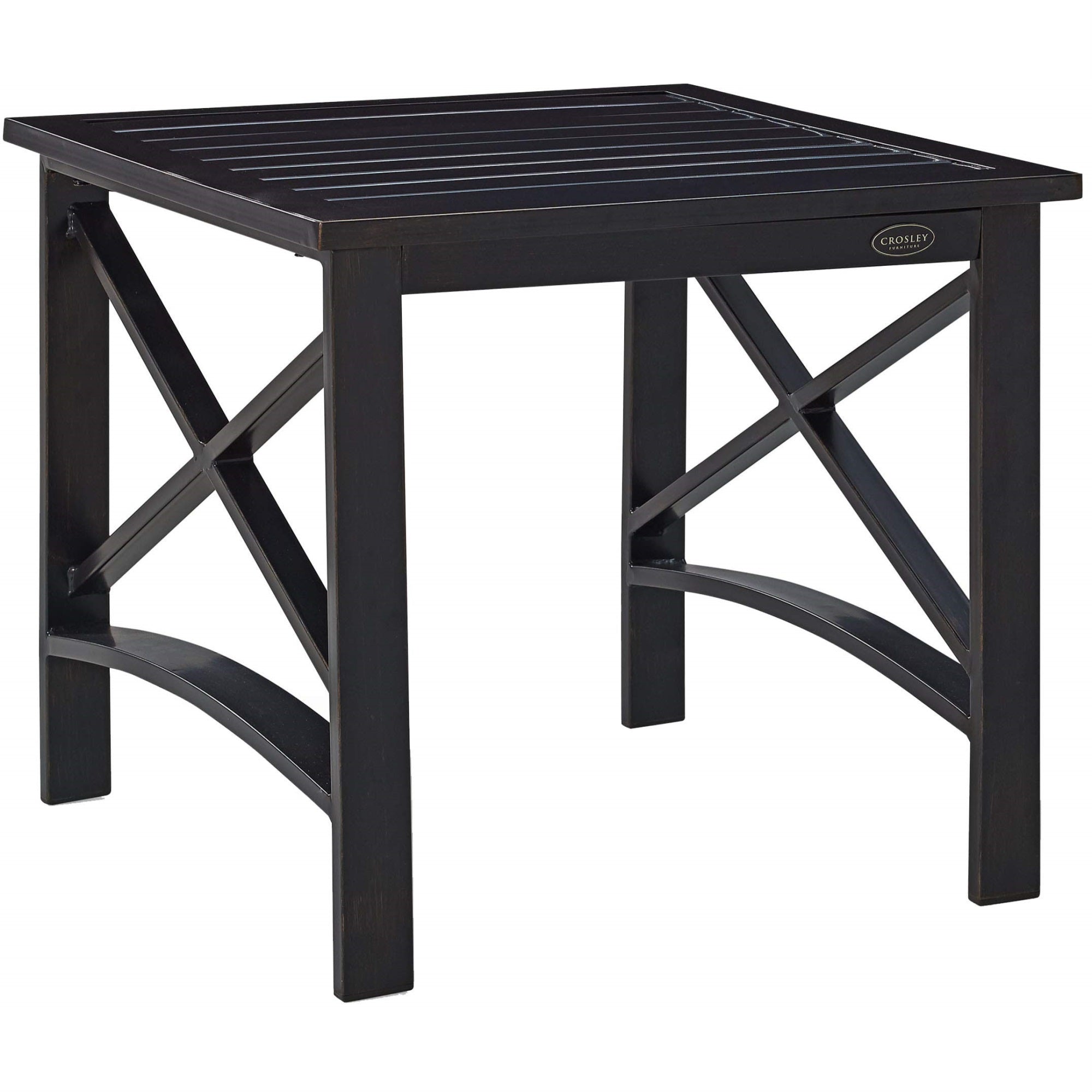 Casafoyer Furniture Kaplan Weather Resistant Metal Outdoor Side Table For Patio, Deck, Porch, Oiled Bronze