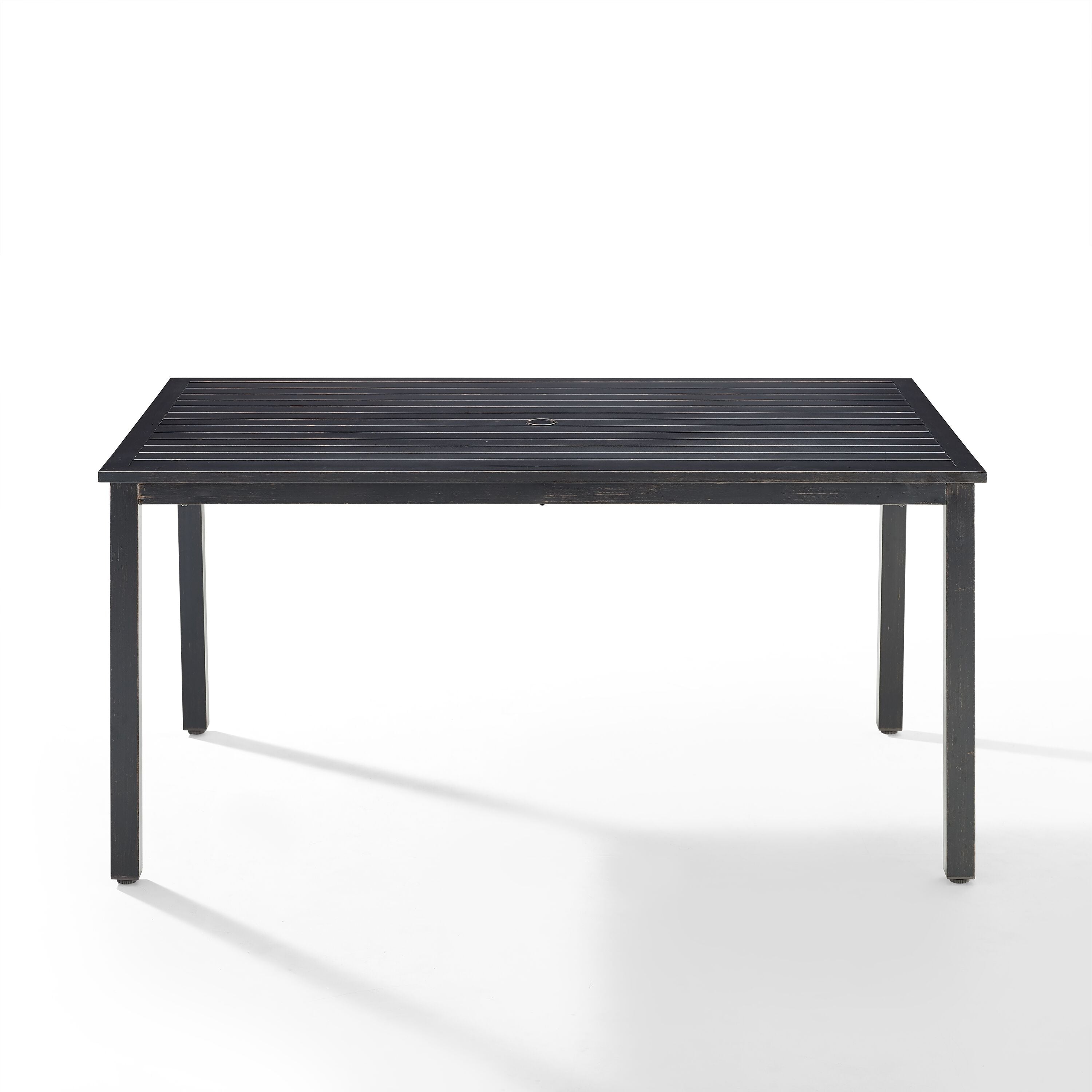 Kaplan Outdoor Dining Table - Durable Steel Frame, Stylish Slatted Design, Umbrella Hole, Enhance Your Outdoor Dining Experience