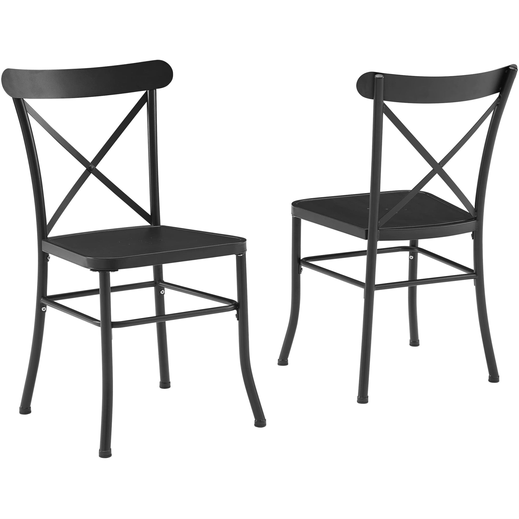 Casafoyer Furniture Astrid 2-Piece Indoor Outdoor Chair Set, Dining Chairs For Kitchen, Patio, Porch, Deck, Matte Black