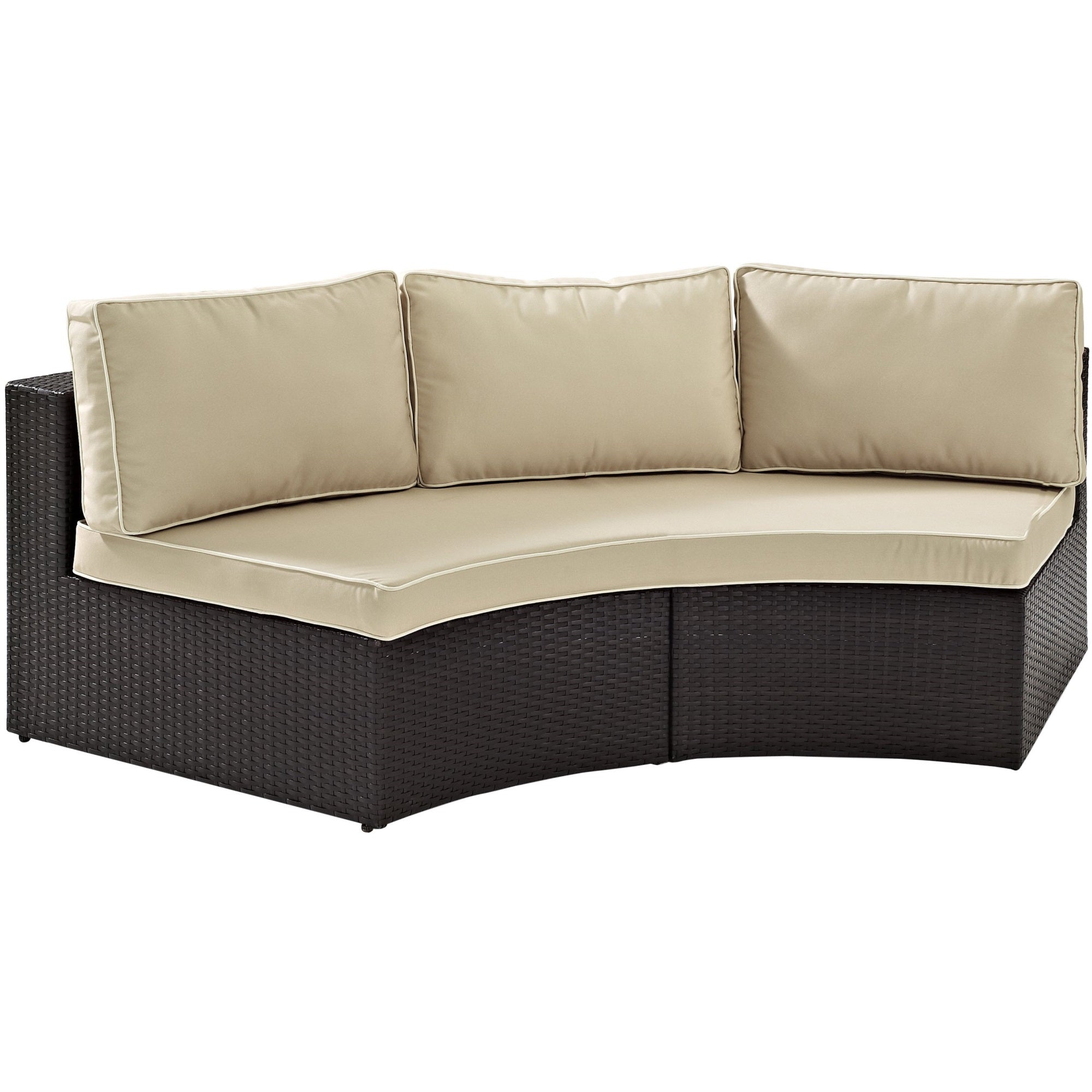 Casafoyer Furniture Catalina Outdoor Sectional Sofa, 3-Person Wicker Patio Couch For Deck, Backyard, Poolside, Brown