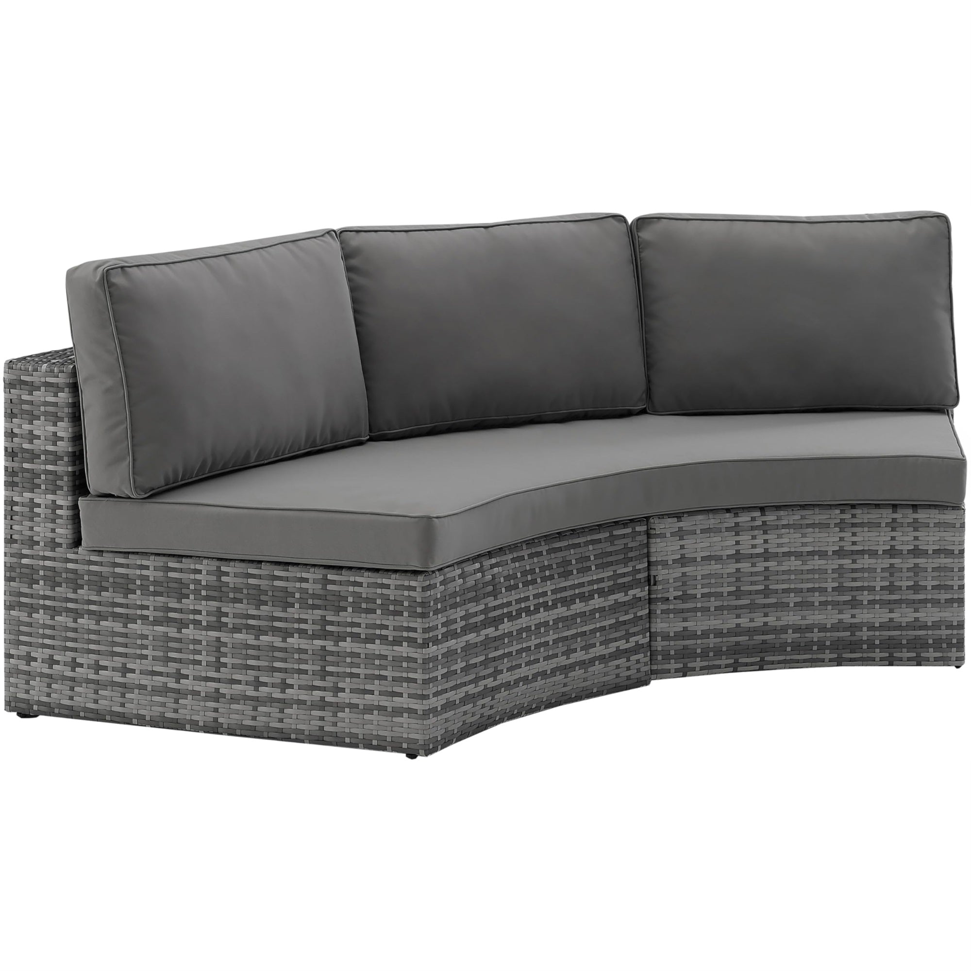 Casafoyer Furniture Catalina Outdoor Sectional Sofa, 3-Person Wicker Patio Couch For Deck, Backyard, Poolside, Gray