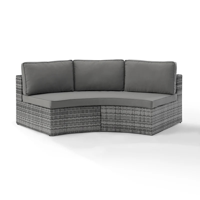 Catalina Outdoor Wicker Round Sectional Sofa Gray