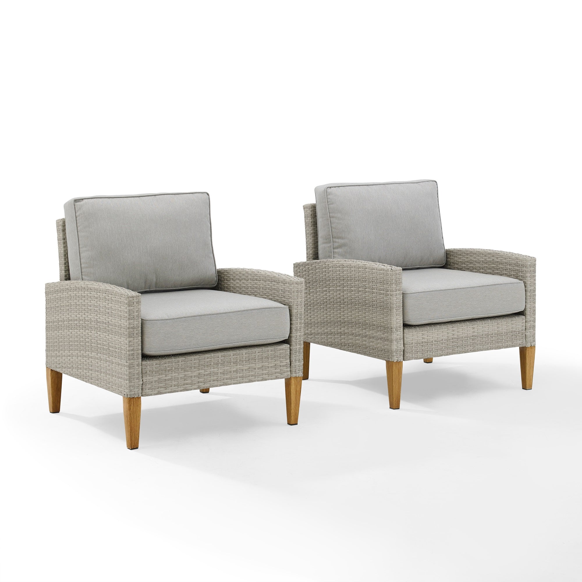 Capella Outdoor 2Pc Chair Set - Chic, Sophisticated, All-Weather Resin Wicker, Quick-Drying Fabric, Steel Legs, Natural Finishes