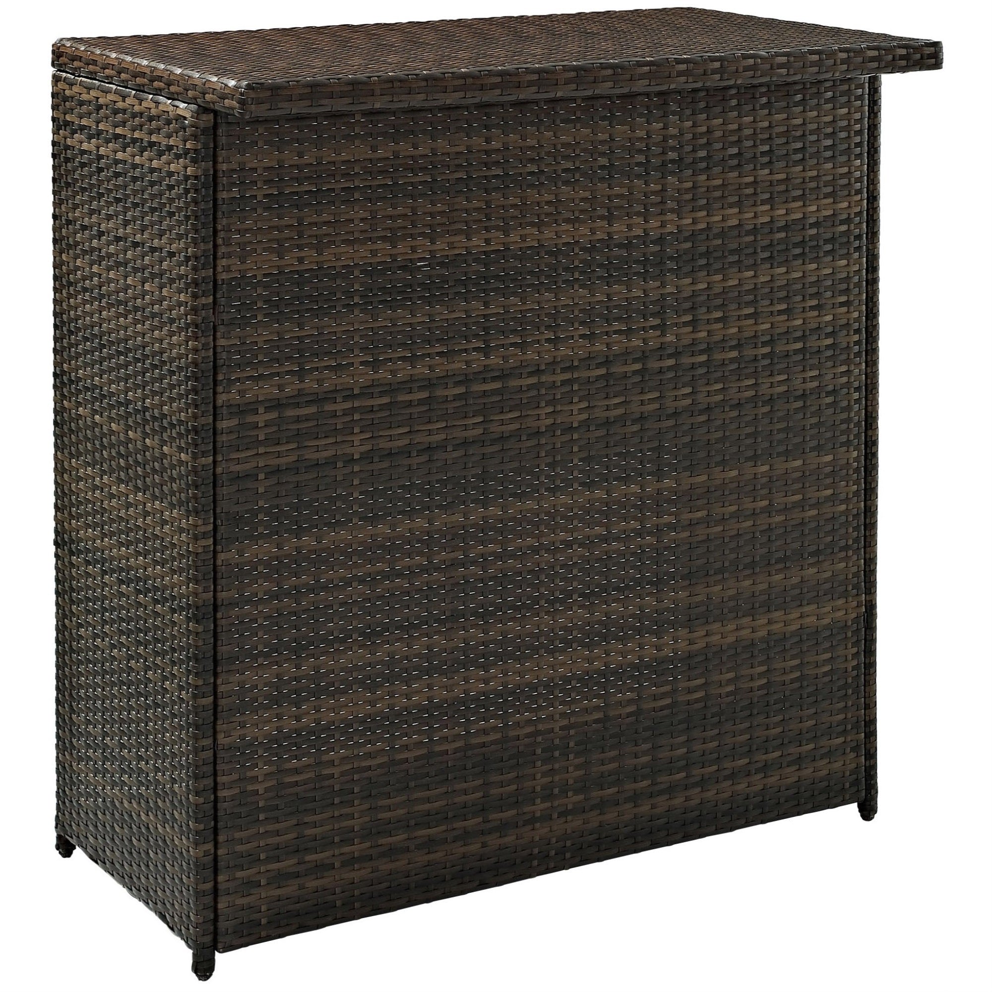 Casafoyer Furniture Palm Harbor Wicker Outdoor Bar Table With Storage For Backyard, Patio, Deck, Balcony, Brown