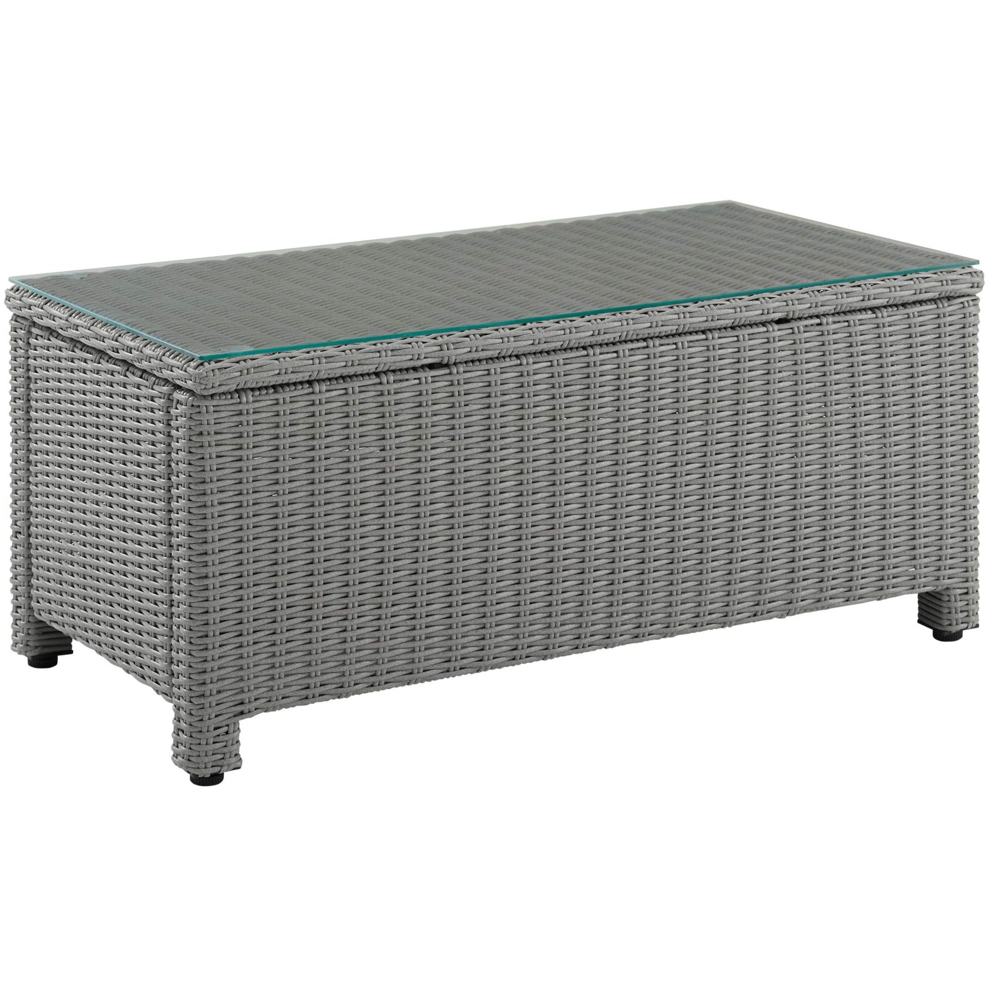 Casafoyer Furniture Bradenton All Weather Rattan Wicker Outdoor Coffee Table For Patio, Deck, Porch, Gray