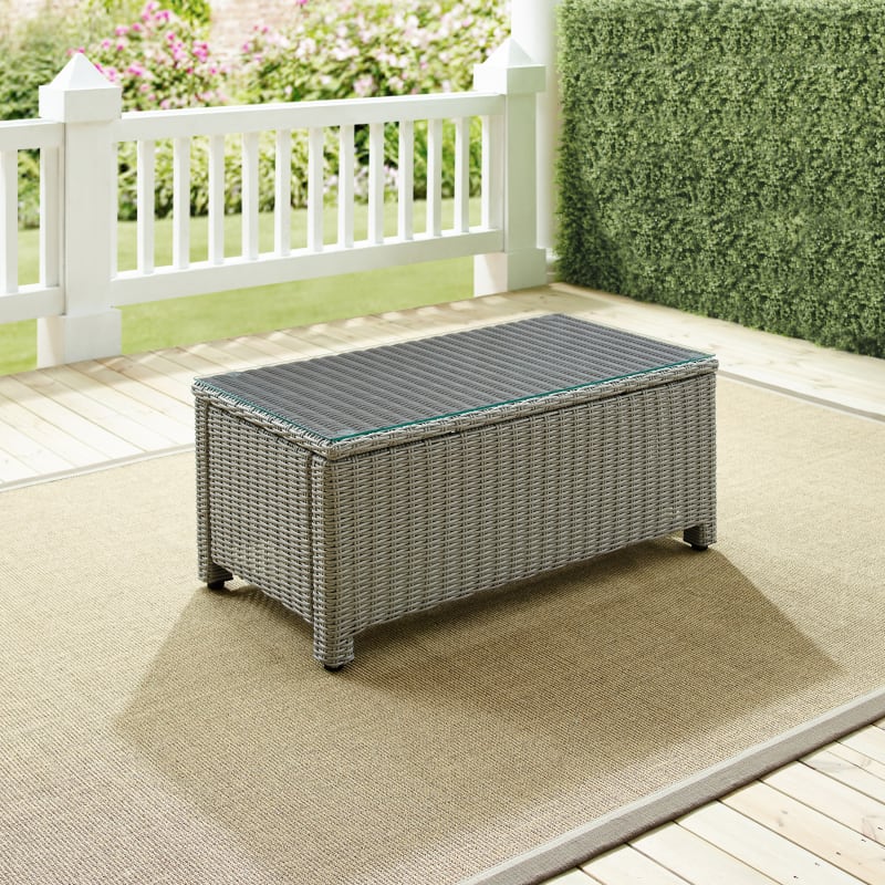 Bradenton Outdoor Wicker Coffee Table - Durable Steel Frame, All-Weather Wicker, Tempered Glass Top - Enhance Your Outdoor Oasis