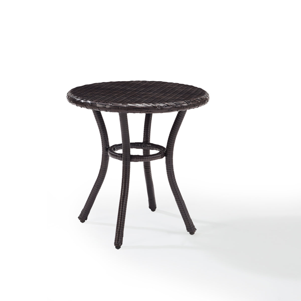 Palm Harbor Wicker Round Side Table Brown