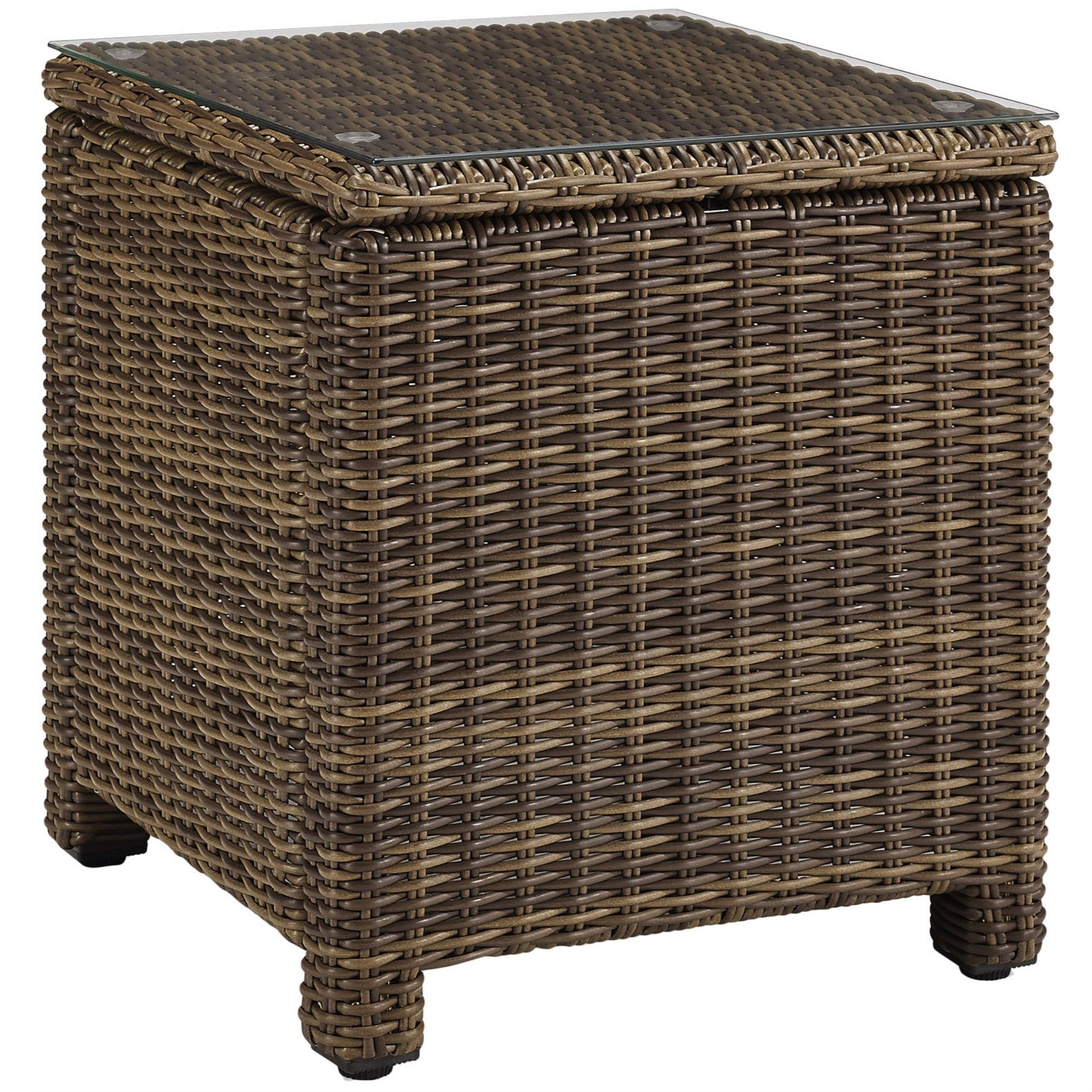 Casafoyer Furniture Bradenton All Weather Rattan Wicker Outdoor Side Table For Patio, Deck, Porch, Brown