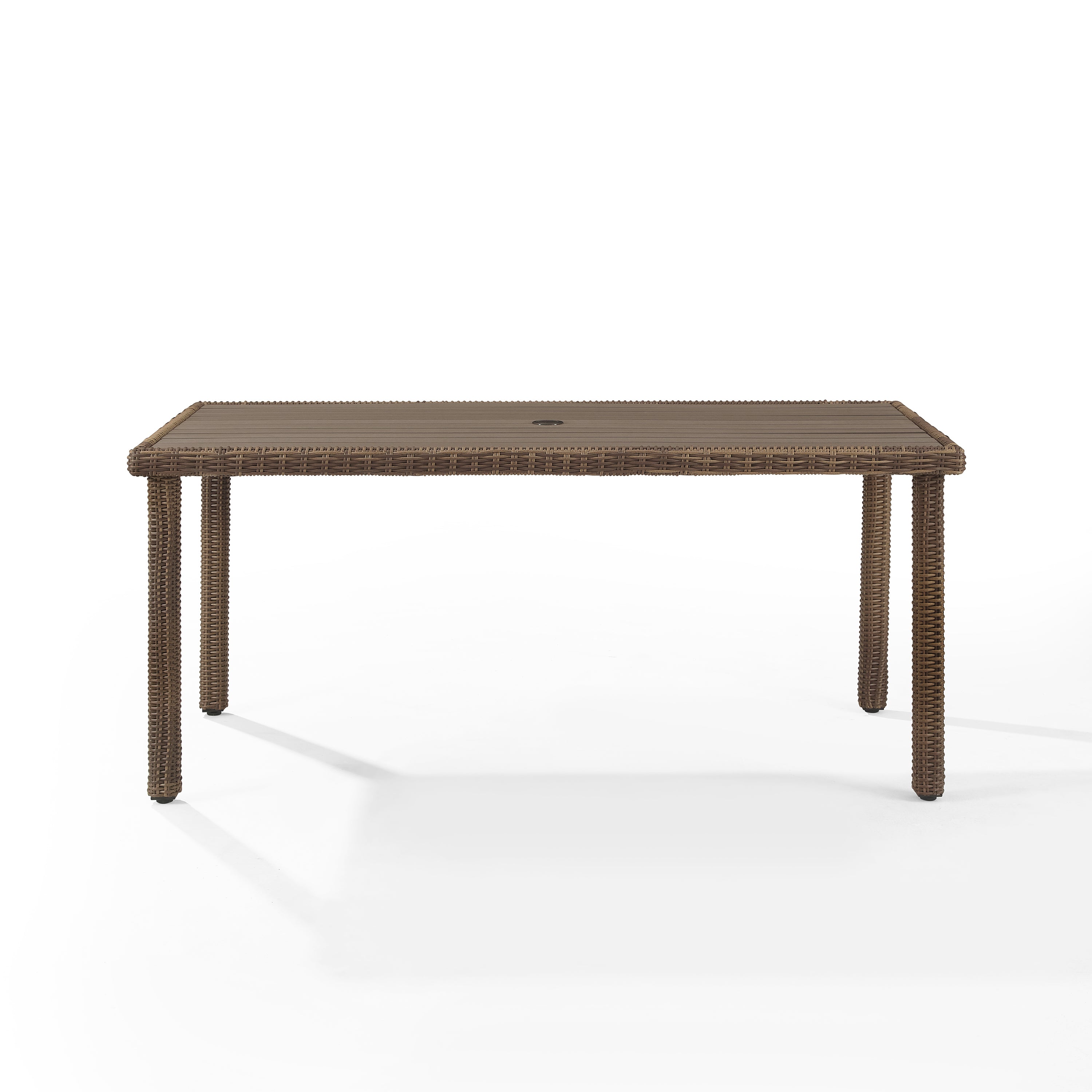 Bradenton Outdoor Dining Table - Elegant Wicker Design, Spacious Rectangular Shape, Accommodates 6 Guests, Umbrella Hole - Perfect For Al Fresco Dining'