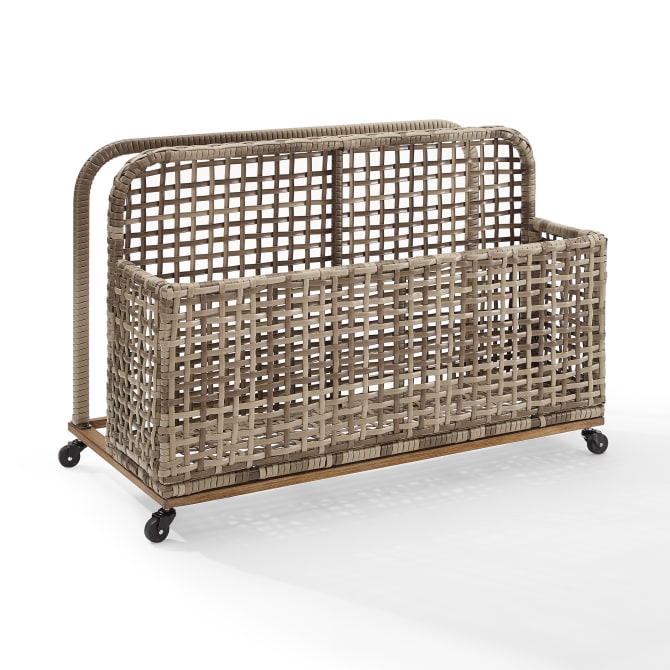 Ridley Outdoor Wicker And Metal Pool Storage Caddy