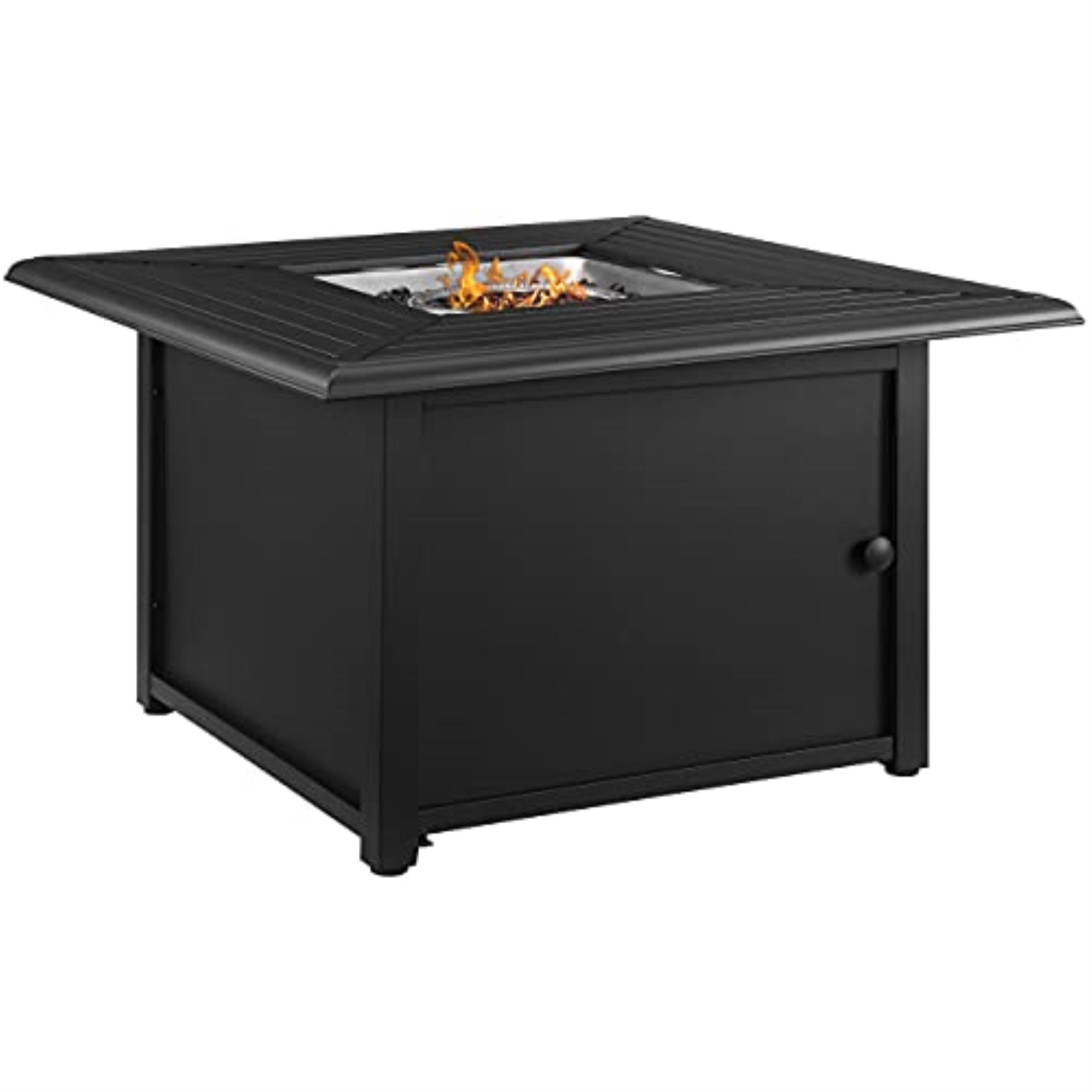 Ergode Dante Metal Fire Table - Sleek Black Design, Weather-Resistant Steel, Gas Controls & Propane Tank Rack, Perfect For Outdoor Retreats