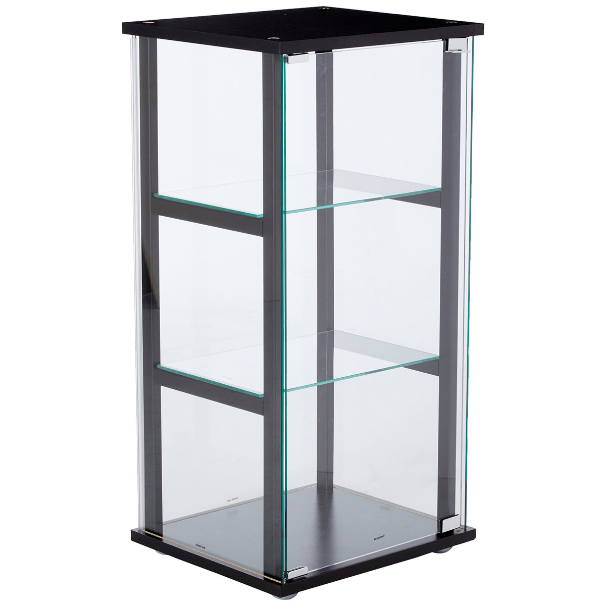 Casafoyer Cyclamen 3-Shelf Glass Curio Cabinet-Modern Black And Clear Showcase For Treasured D?Or-No Assembly Required-110 Lbs Weight Limit