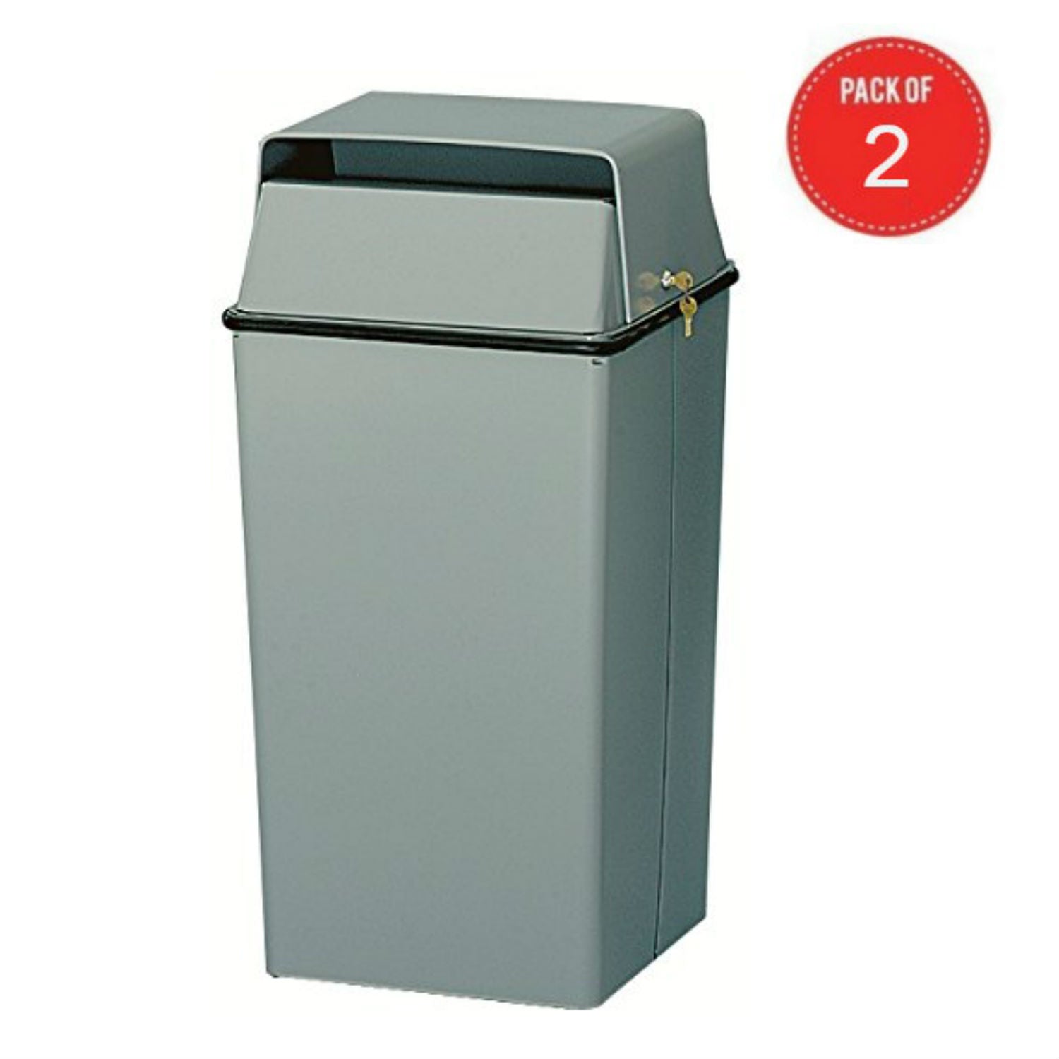 Witt Industries 008Lsl Confidential Waste Receptacle, Steel, 36 Gal, Slate (Pack Of 2)
