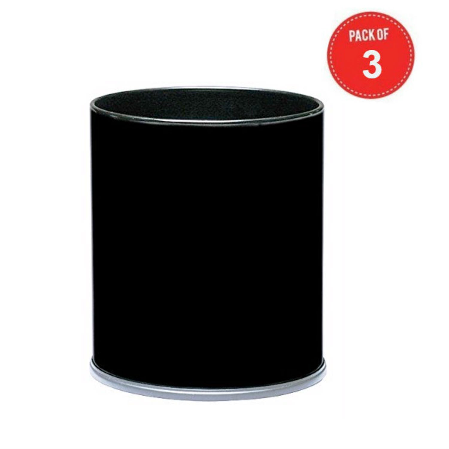 Witt Industries 66Bk Executive Waste Basket Receptacle, Steel, 4 Gal, Black (Pack Of 3)