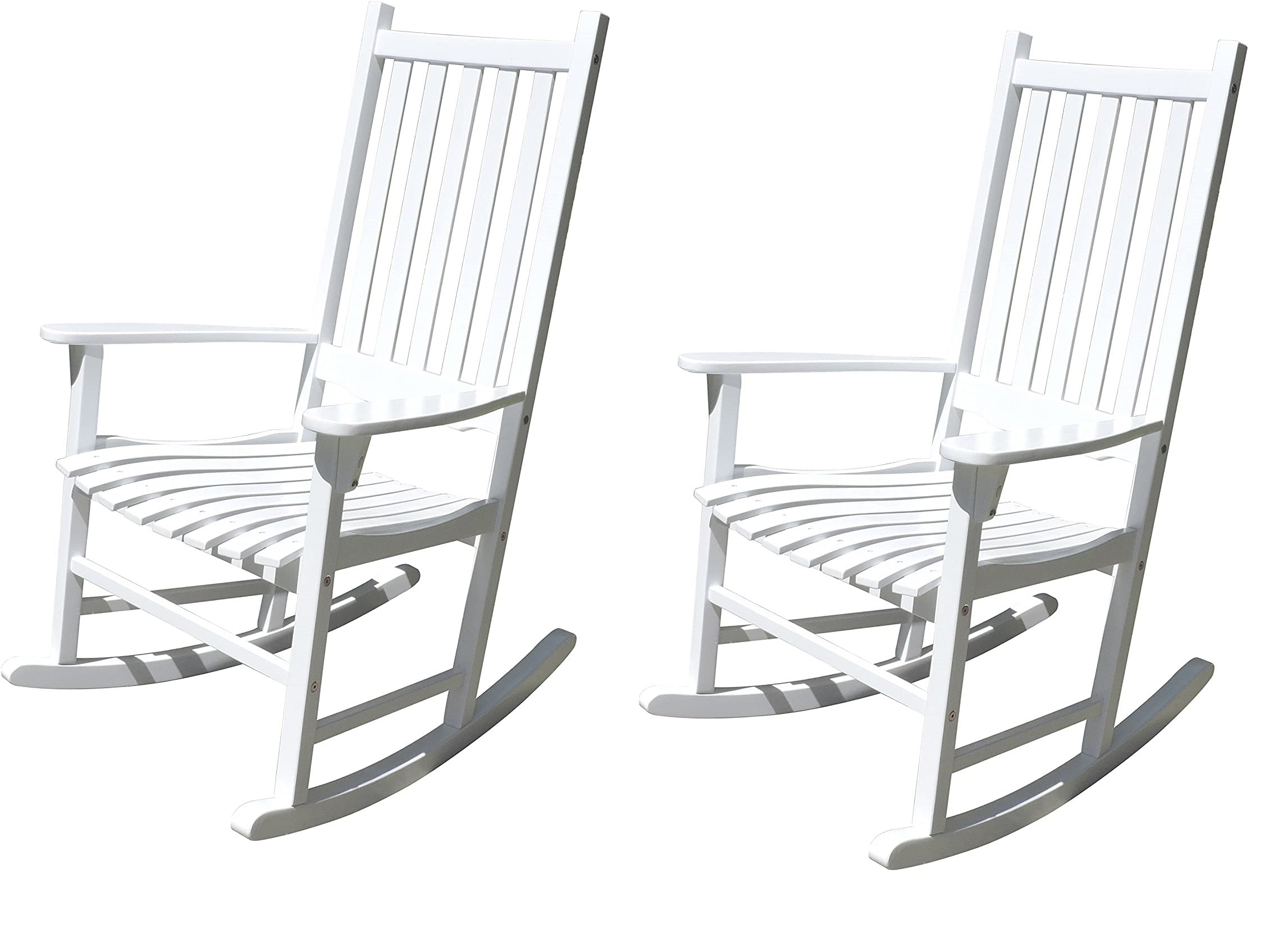 Merry Garden - White Porch Rocker/Rocking Chair Acacia Wood (Set Of 2)
