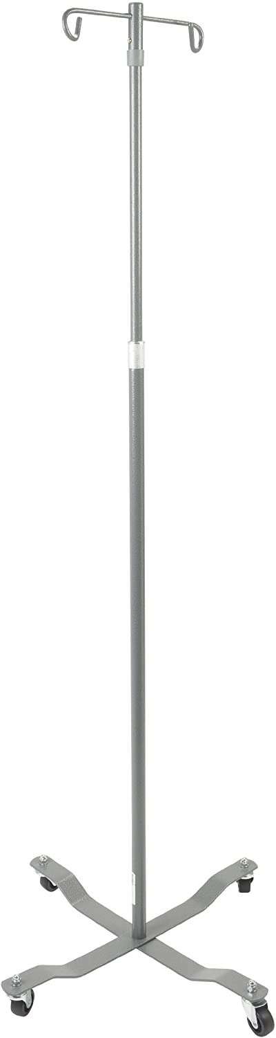 Economy Removable Top I. V. Pole, 2 Hook Top, Silver Vein( Pack of 2 )